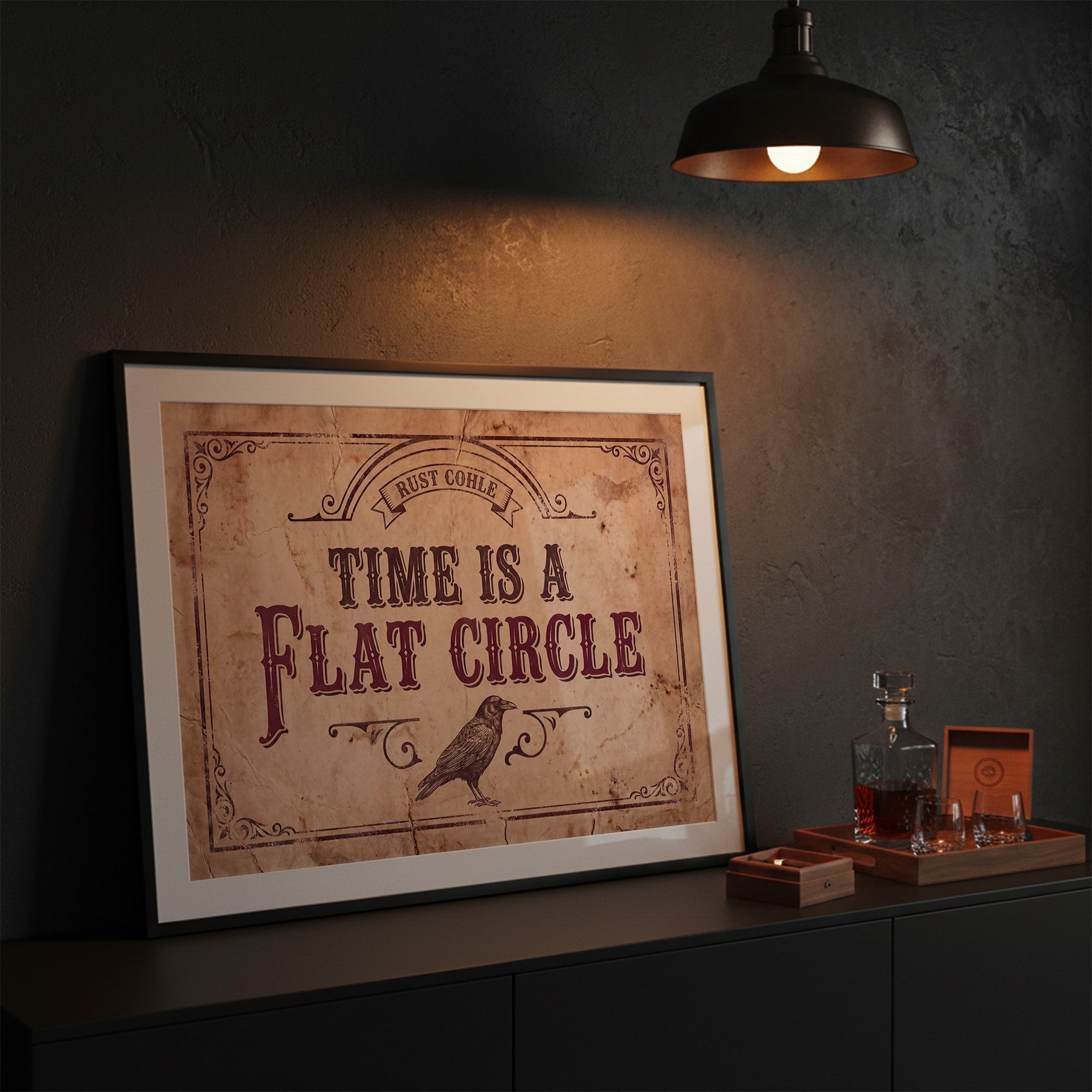 Time Is A Flat Circle: True Detective TV Show Quote - Vintage Old West Art Print