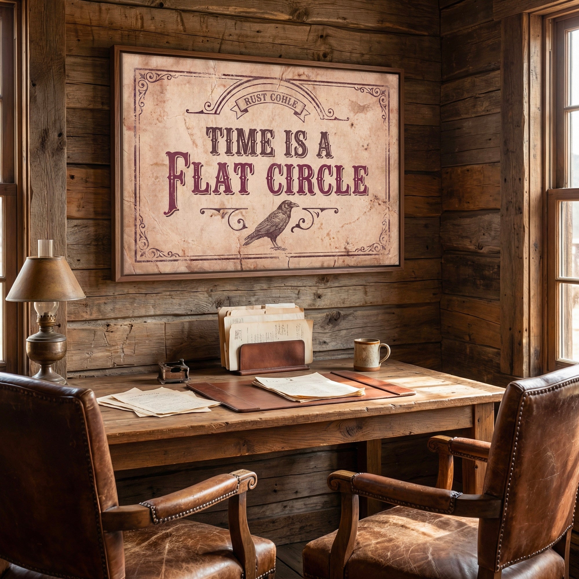 Time Is A Flat Circle: True Detective TV Show Quote - Vintage Old West Art Print