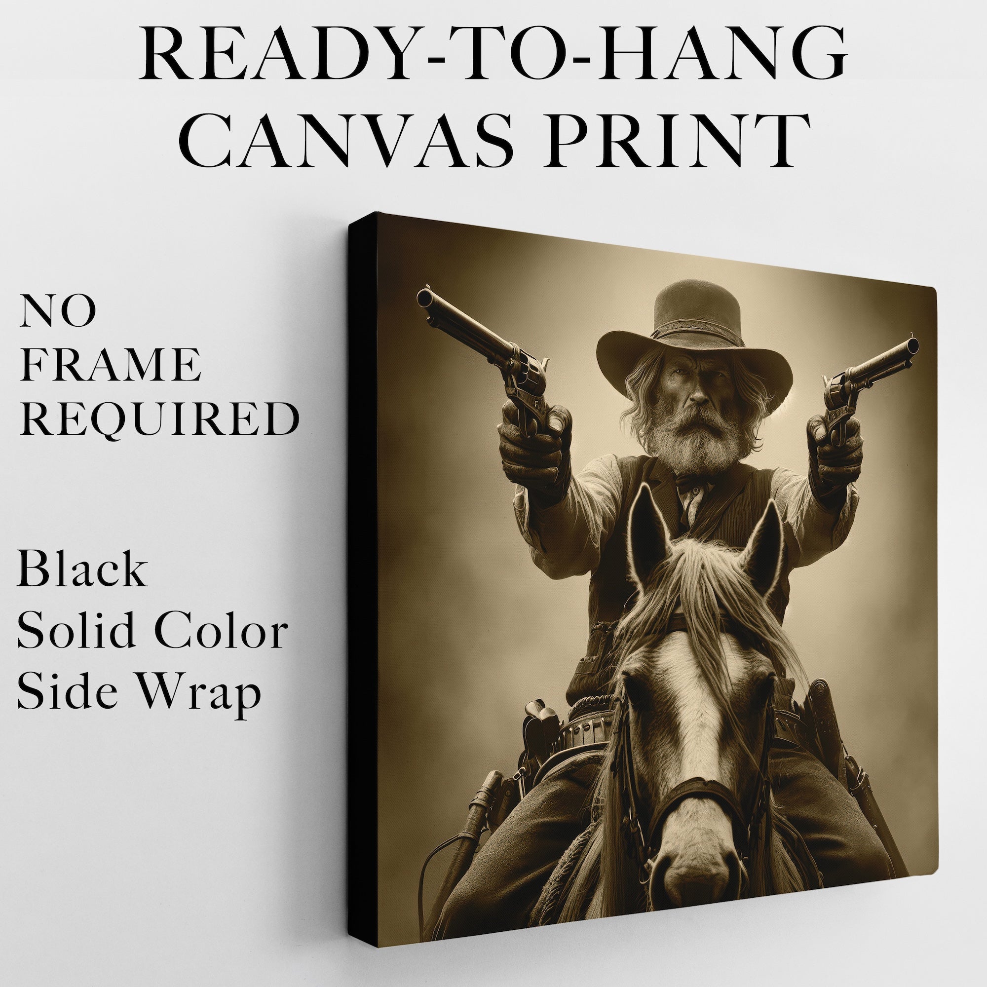 True Grit Gunslinger: Vintage Style Old West Outlaw Sepia Tone Photograph (Ready-to-Hang Canvas or Ready-to-Frame Fine Art Poster Print)
