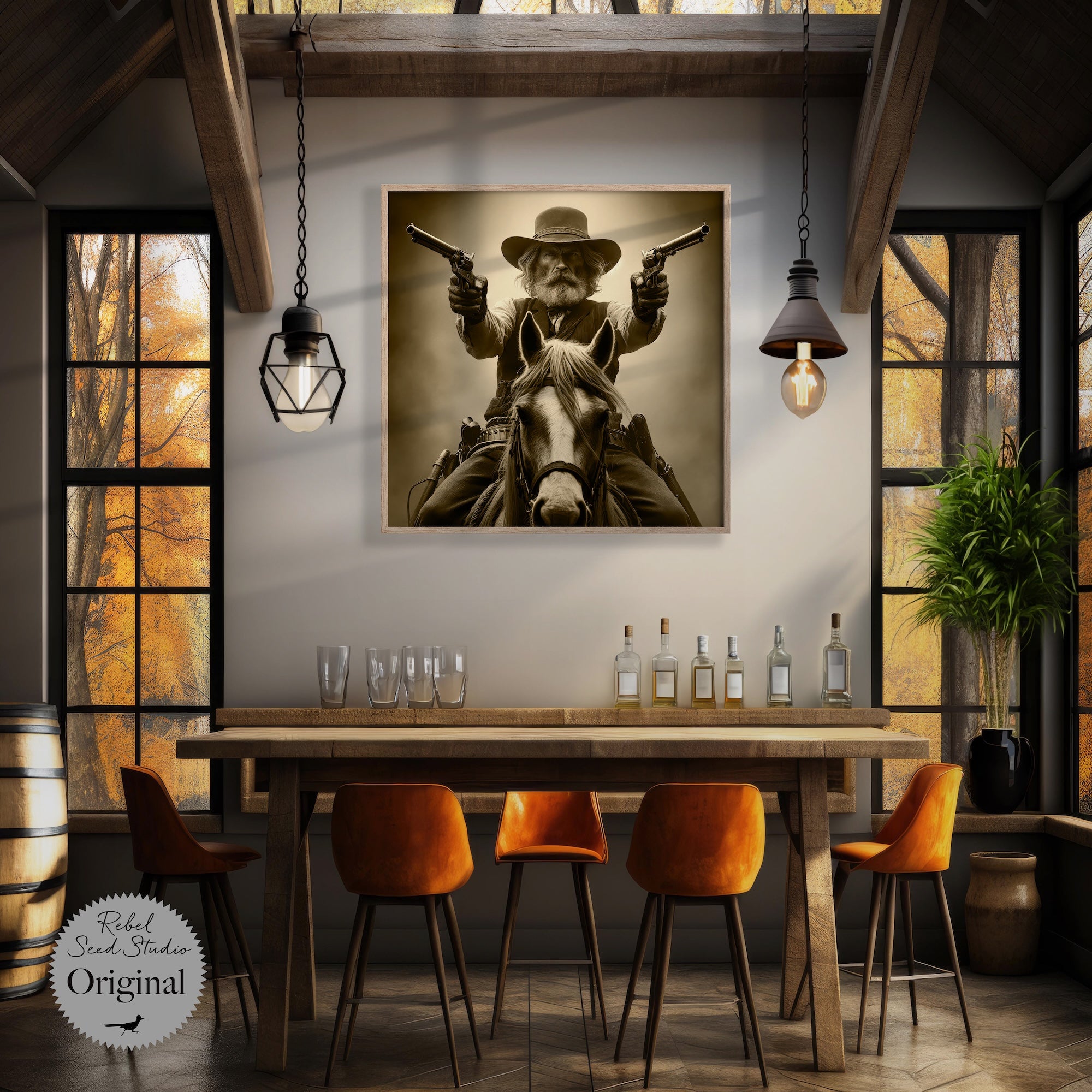 True Grit Gunslinger: Vintage Style Old West Outlaw Sepia Tone Photograph (Ready-to-Hang Canvas or Ready-to-Frame Fine Art Poster Print)