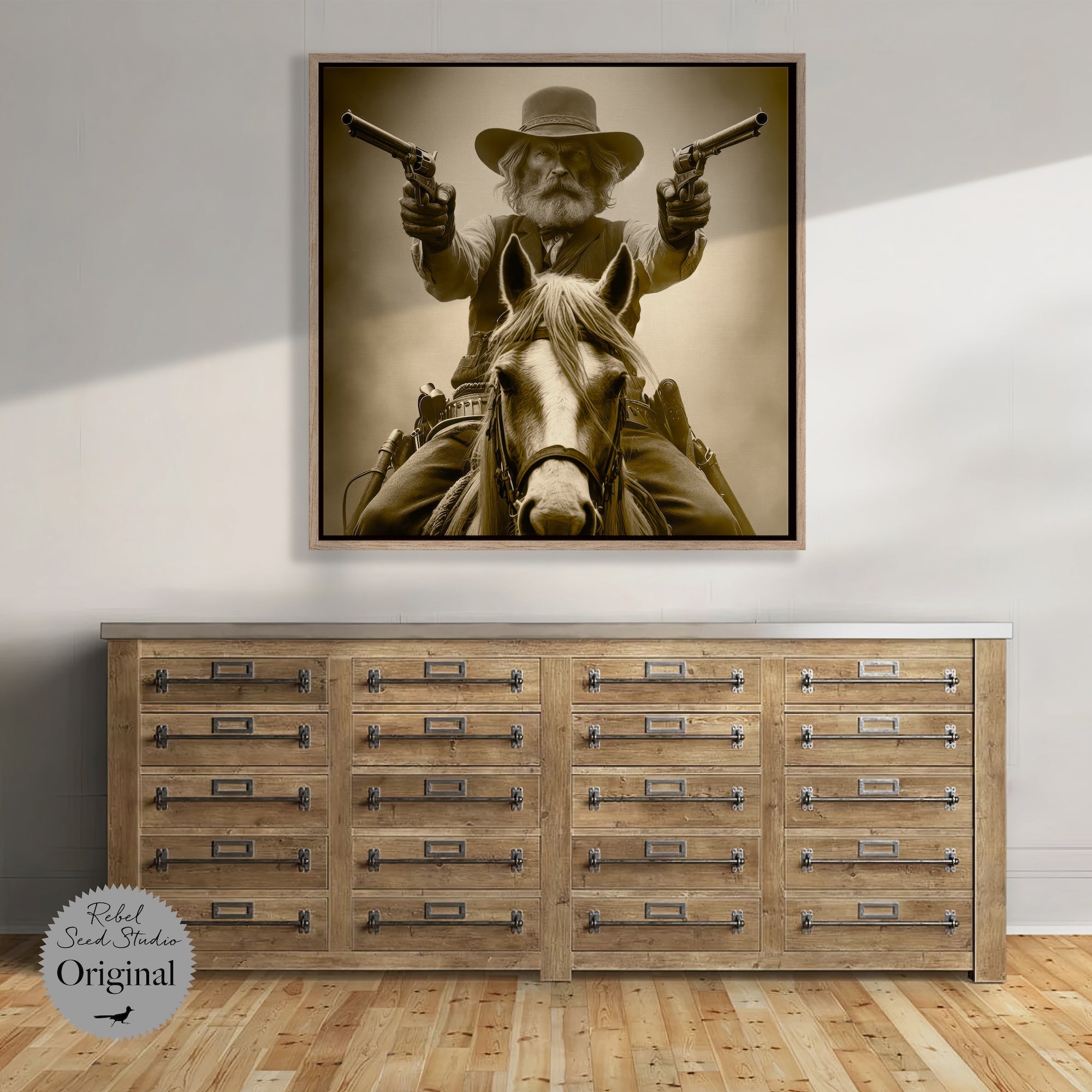 True Grit Gunslinger: Vintage Style Old West Outlaw Sepia Tone Photograph (Ready-to-Hang Canvas or Ready-to-Frame Fine Art Poster Print)