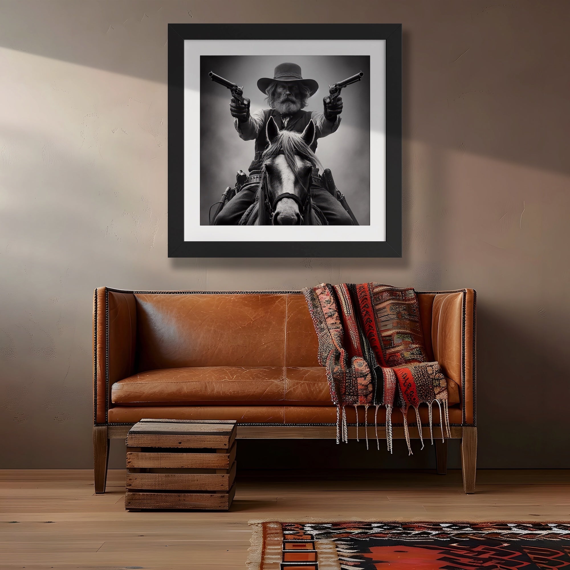 True Grit Gunslinger: Vintage Style Old West Outlaw Black & White Photograph (Ready-to-Hang Canvas or Ready-to-Frame Fine Art Poster Print)