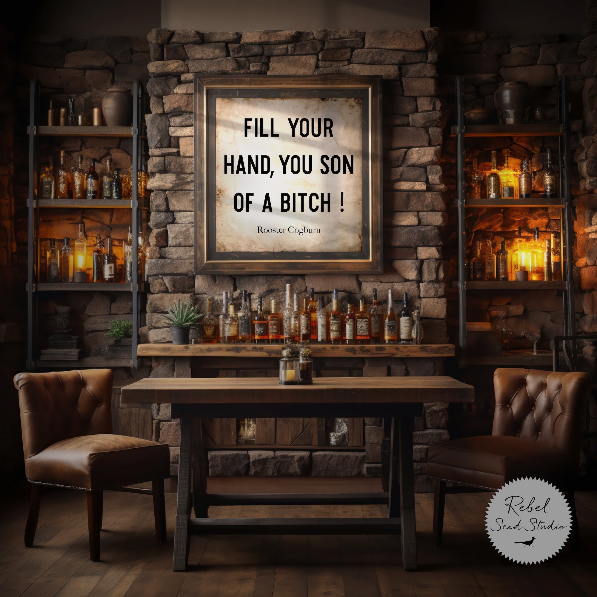 True Grit Movie - Rooster Cogburn Quote: Fill Your Hand You Son of a Bitch! (Ready-to-Frame Fine Art Poster Print)