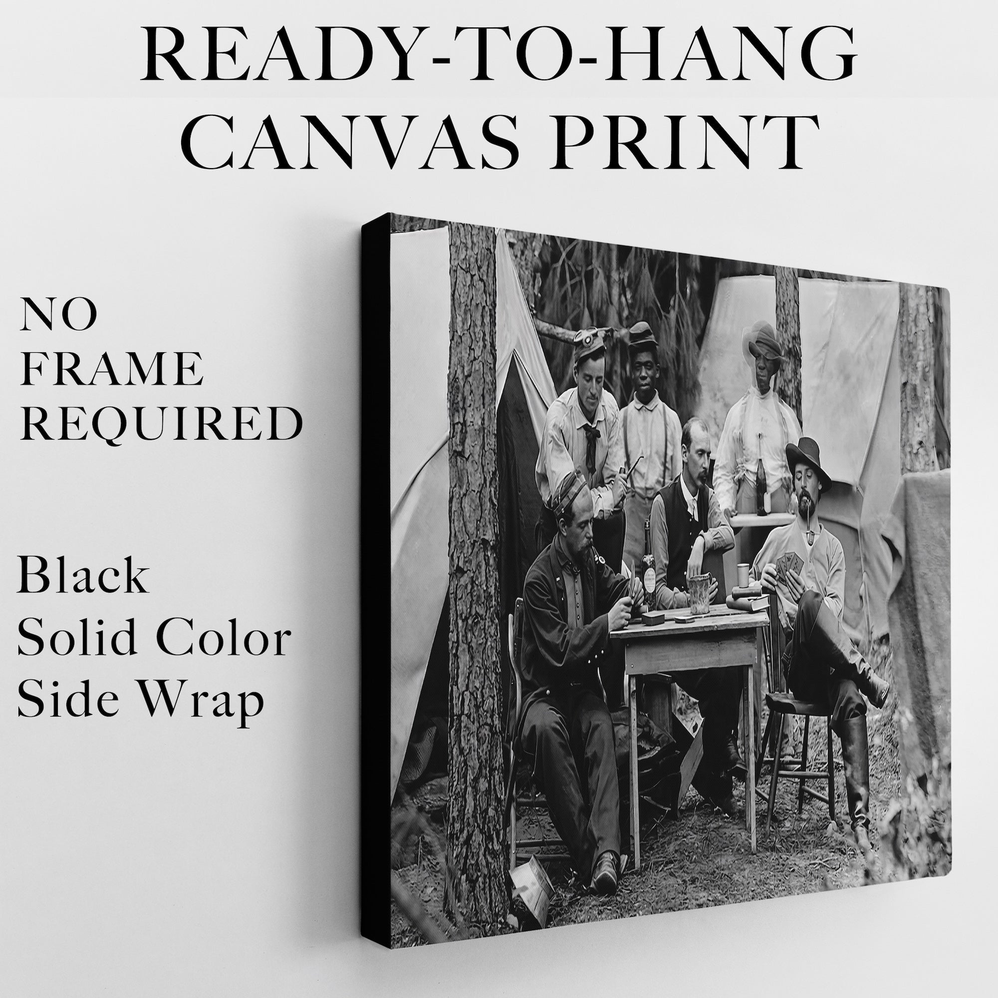 Union Officers Playing Cards: Civil War Soldiers - Vintage Black & White Photograph (Art Print)