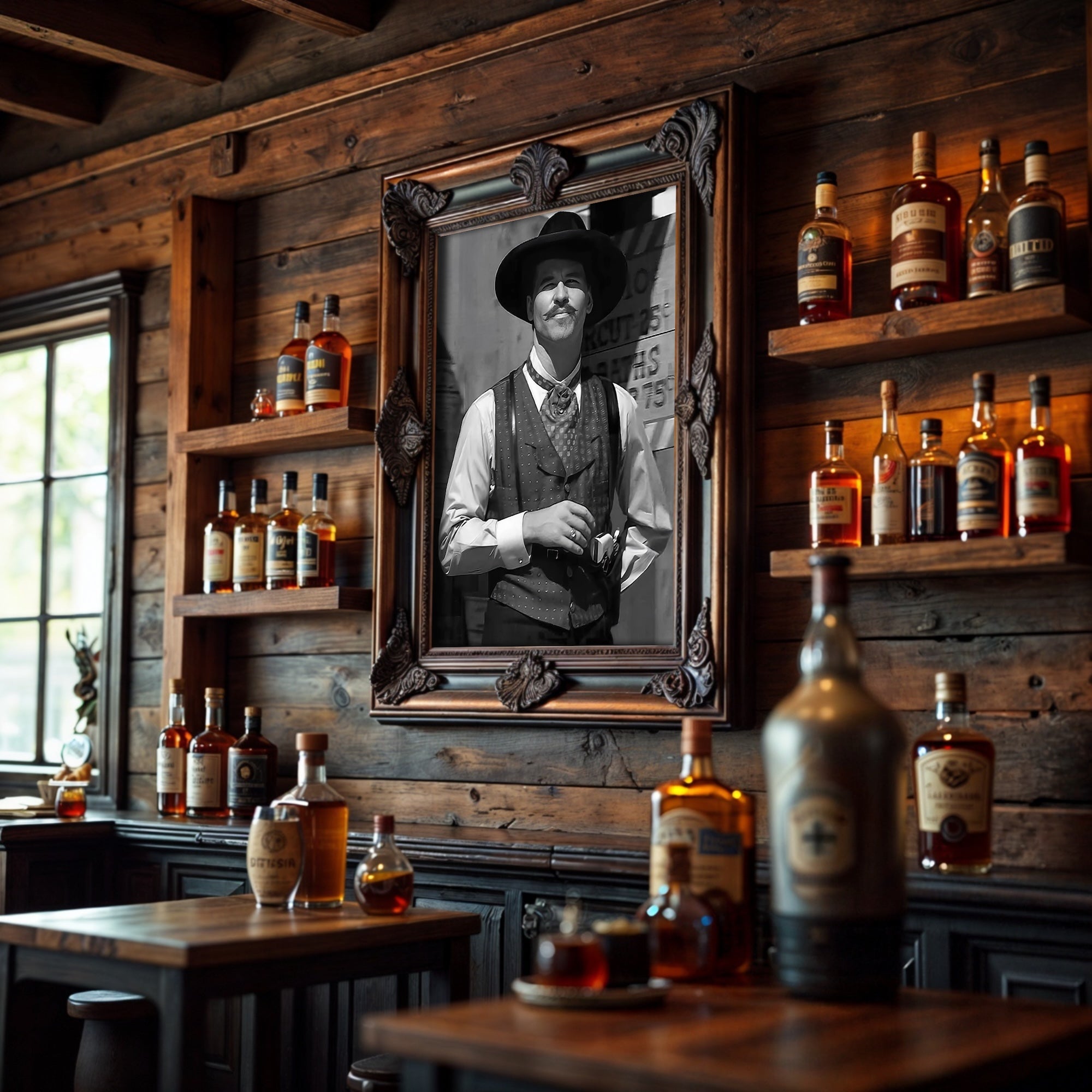 Val Kilmer as Doc Holliday in Tombstone Movie: Black & White Photograph (Art Print)