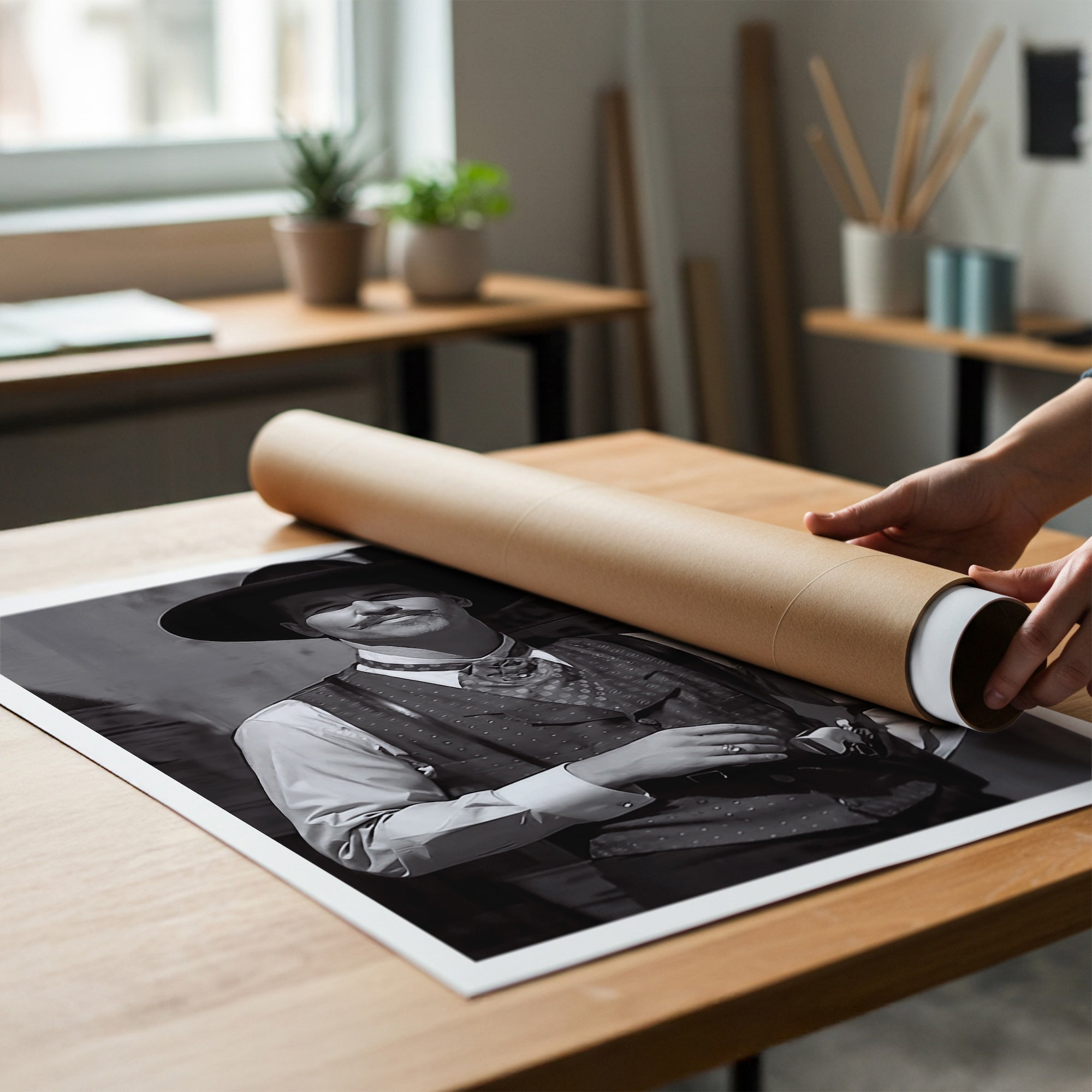 Val Kilmer as Doc Holliday in Tombstone Movie: Black & White Photograph (Art Print)
