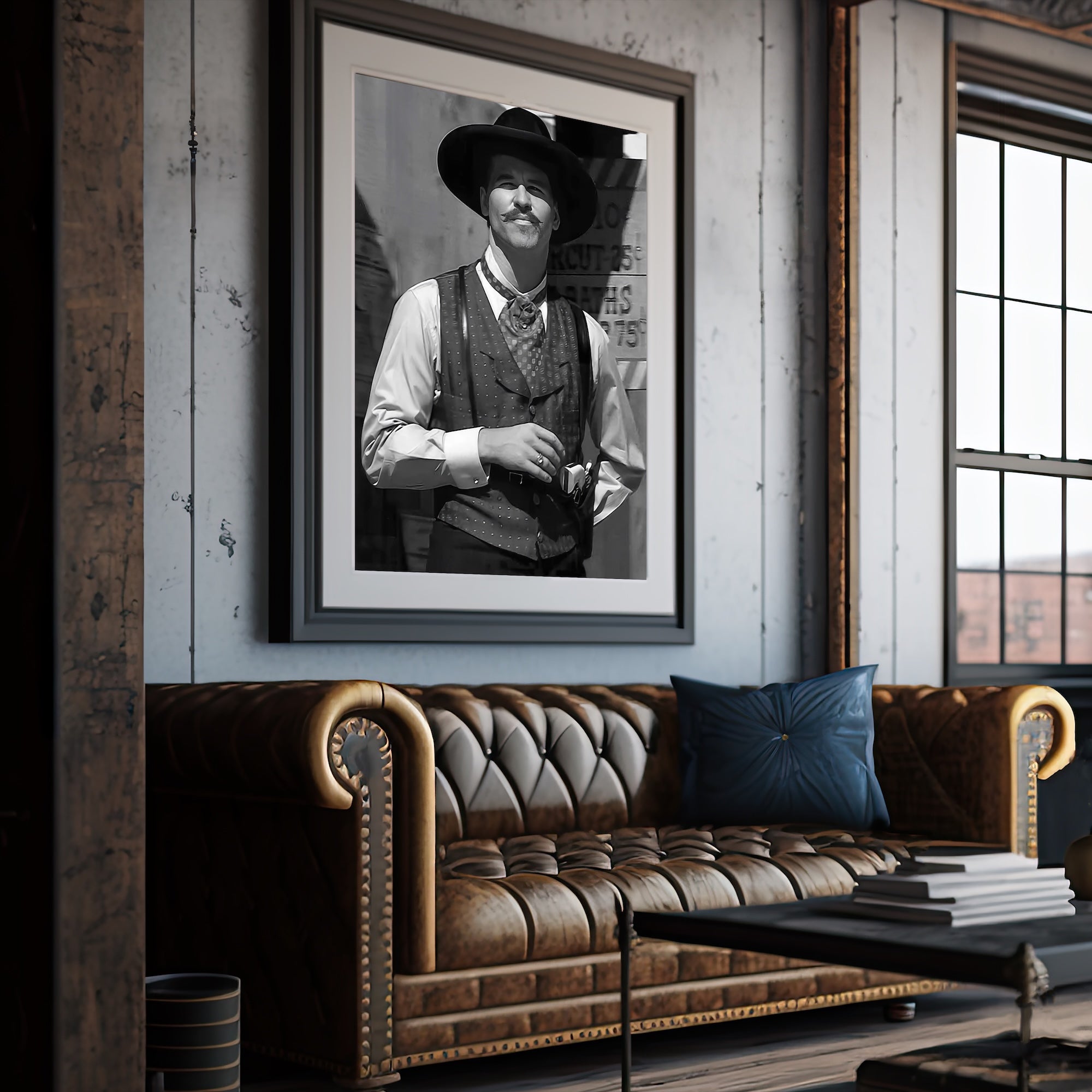 Val Kilmer as Doc Holliday in Tombstone Movie: Black & White Photograph (Art Print)