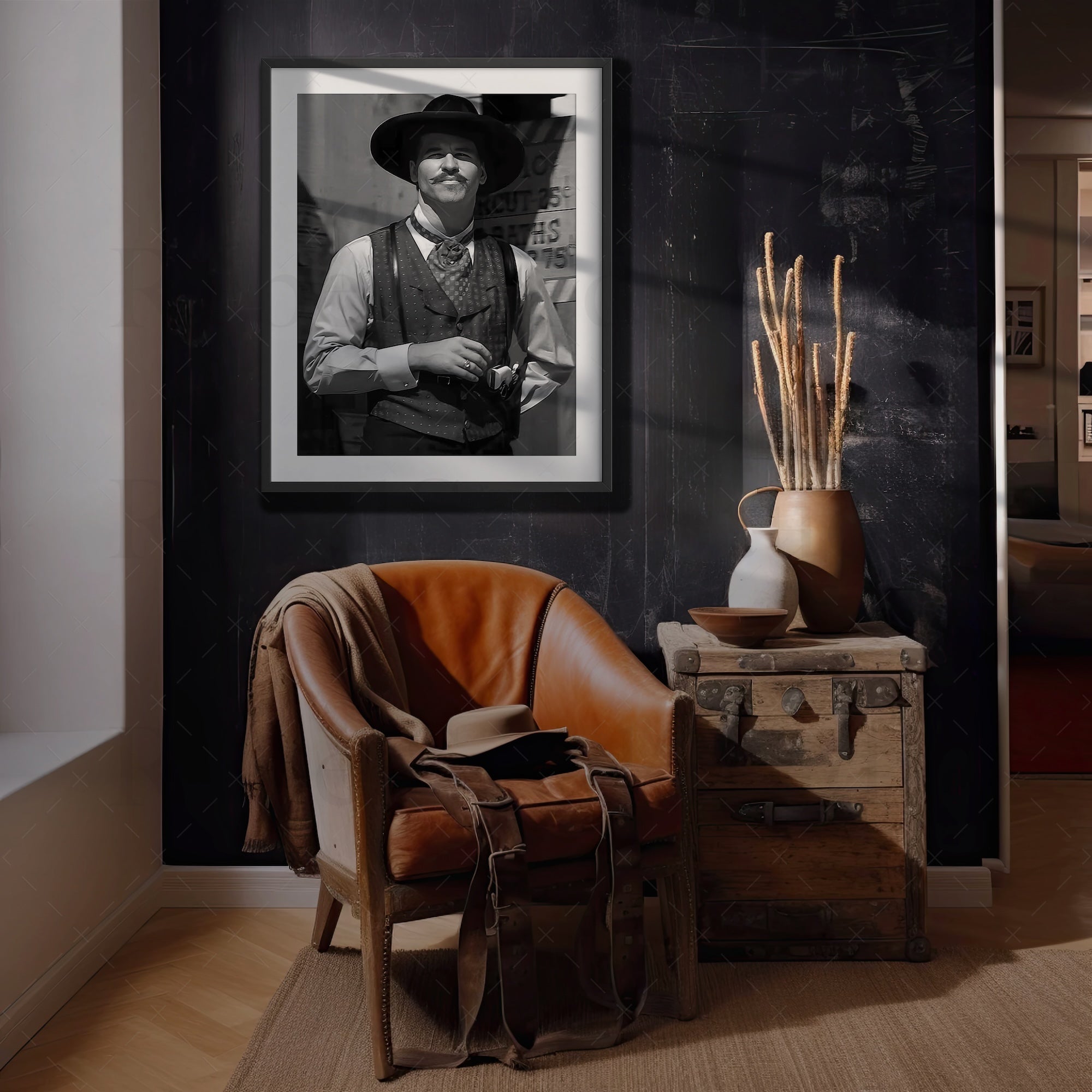 Val Kilmer as Doc Holliday in Tombstone Movie Publicity Still: Black & White Photograph (Art Print)