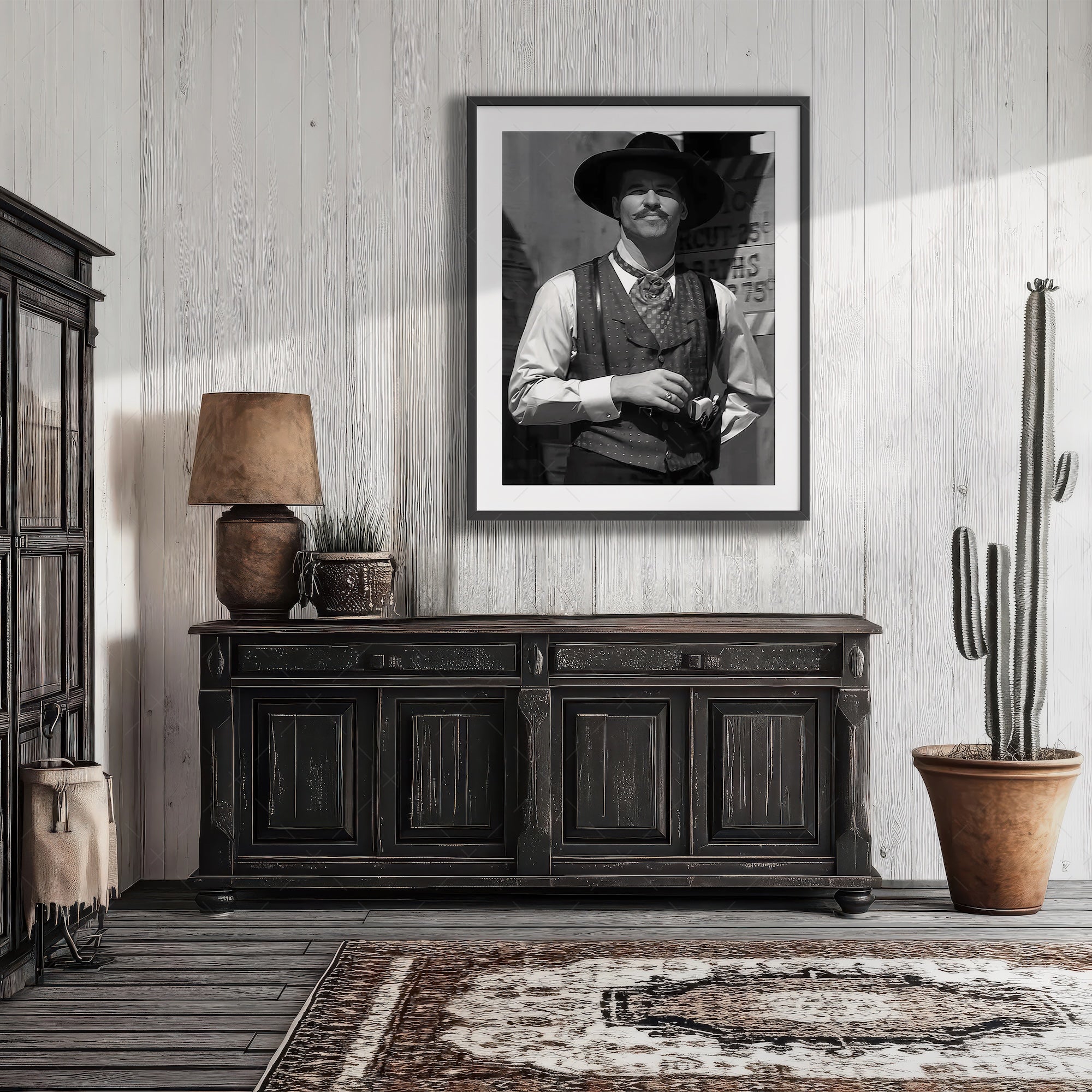 Val Kilmer as Doc Holliday in Tombstone Movie: Black & White Photograph (Art Print)