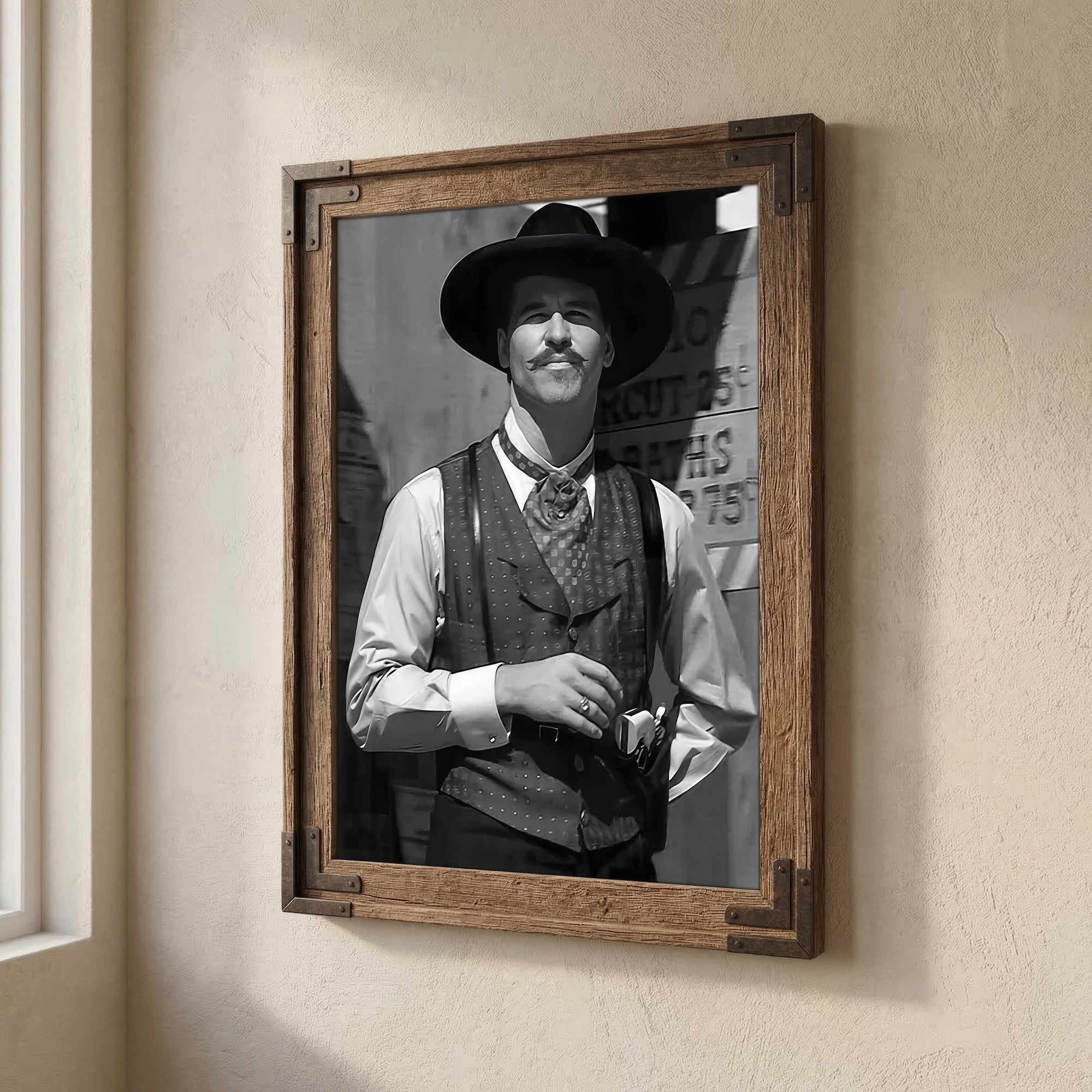 Val Kilmer as Doc Holliday in Tombstone Movie: Black & White Photograph (Art Print)