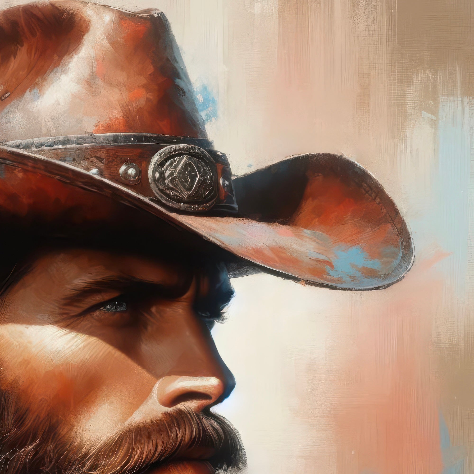 Western Range Cowboy: Modern Rustic Wall Decor (Ready-to-Hang Canvas or Ready-to-Frame Fine Art Poster Print)
