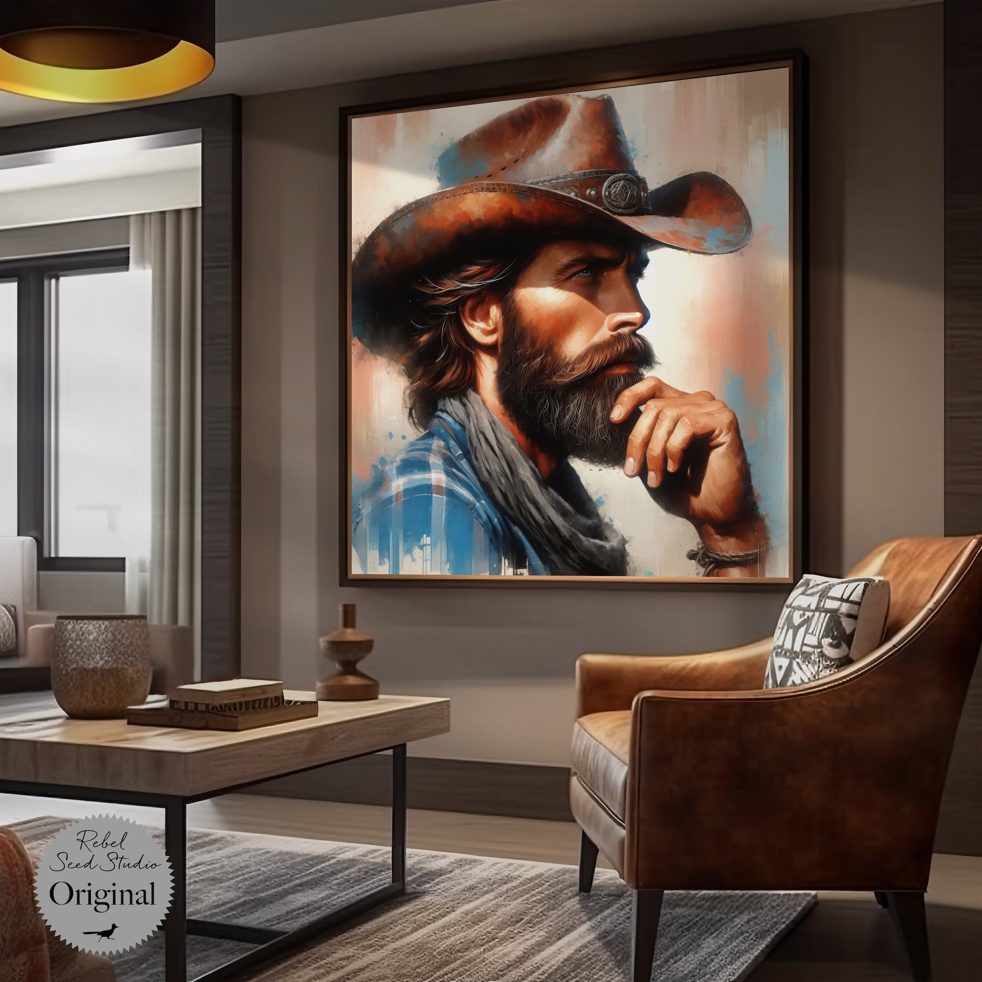 Western Range Cowboy: Modern Rustic Wall Decor (Canvas or Fine Art Poster Print)