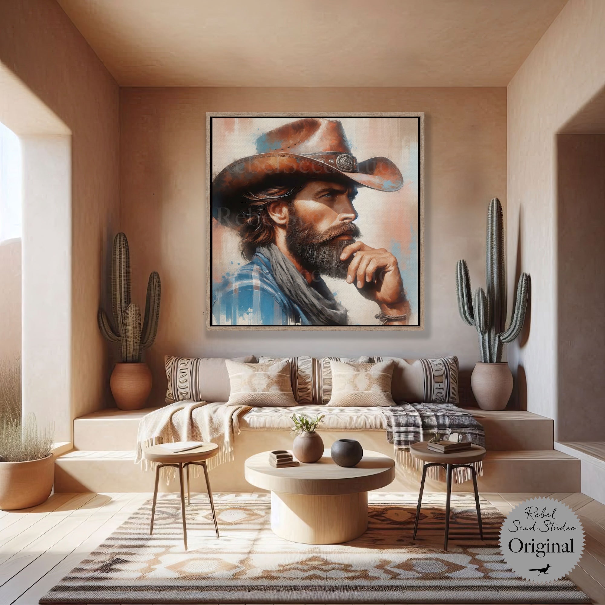 Western Range Cowboy: Modern Rustic Wall Decor (Canvas or Fine Art Poster Print)