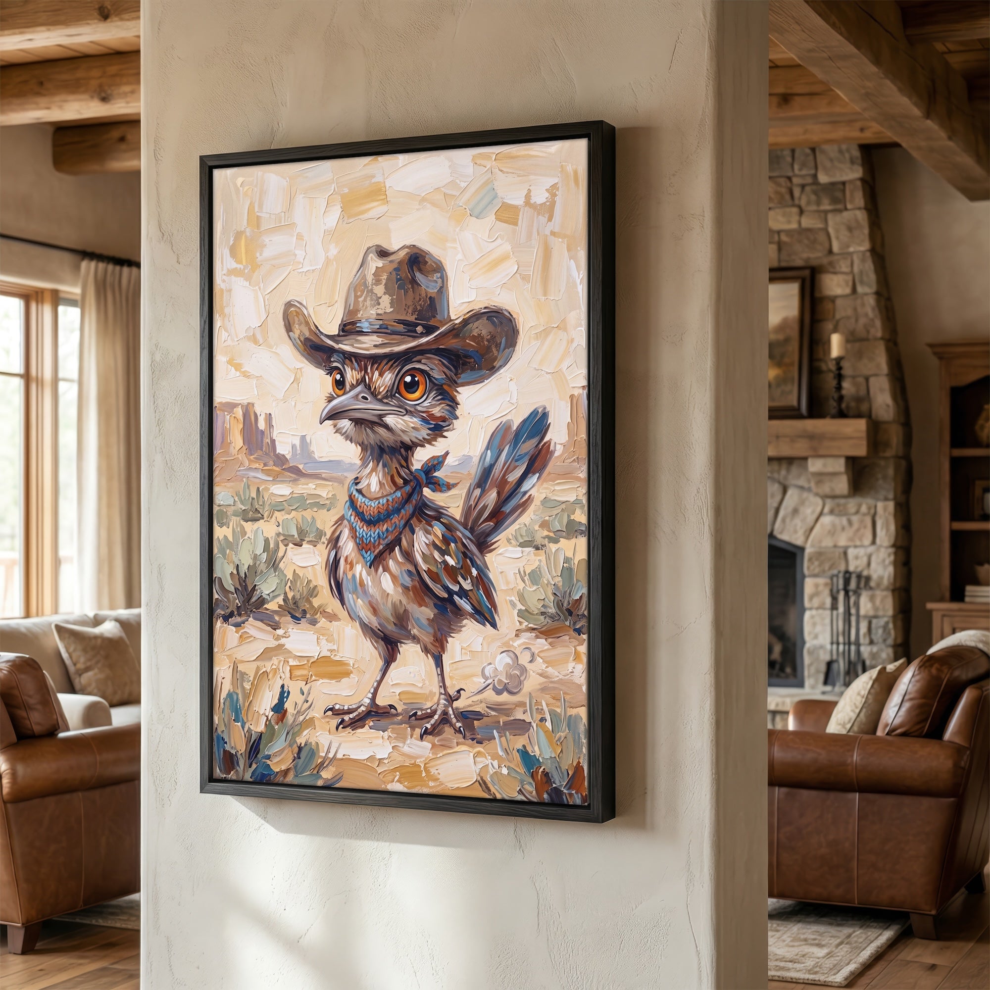 Baby Roadrunner in Old West Cowboy Hat: Whimsical Western Desert Art Print