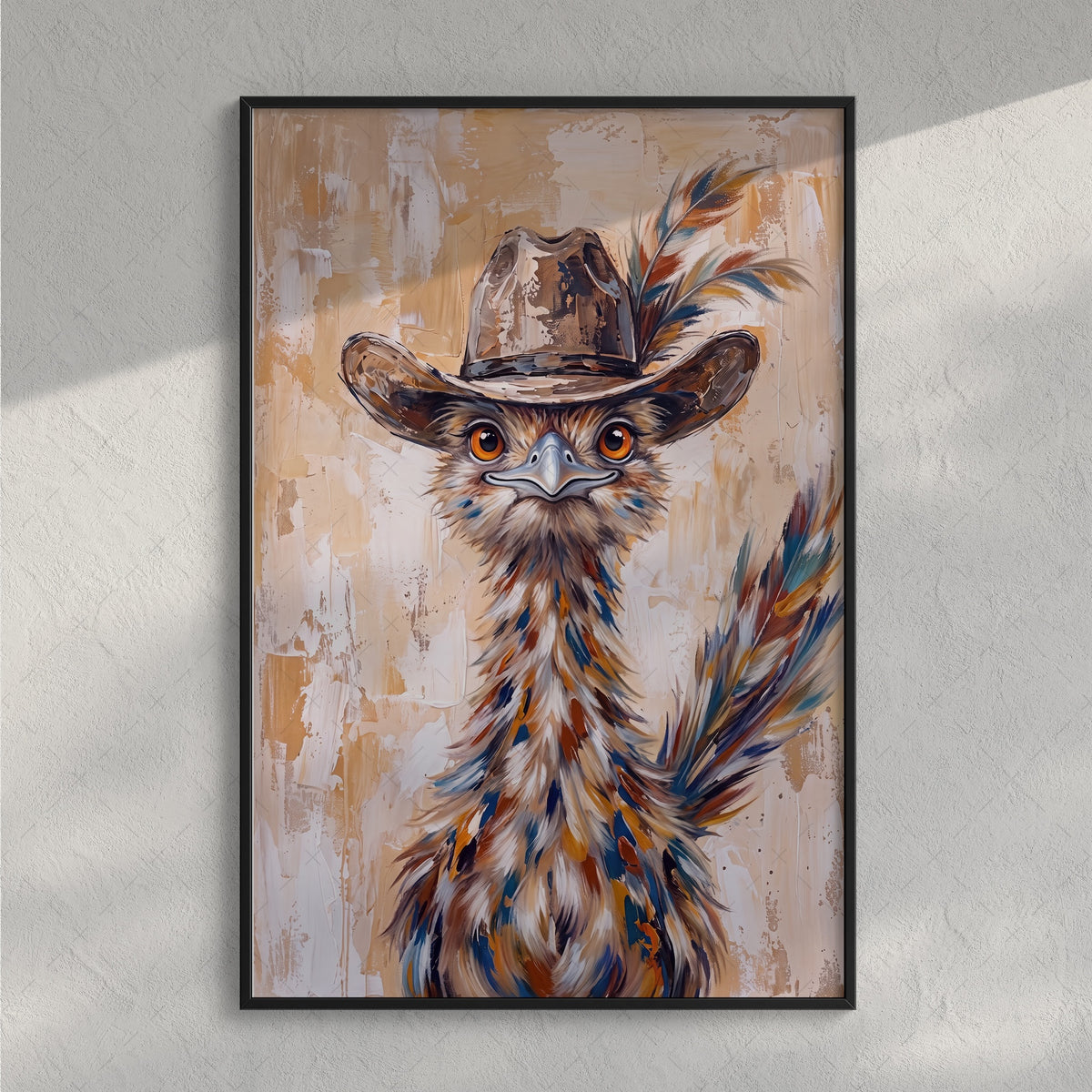 Whimsical Western Roadrunner in Cowboy Hat: Old West Desert Art Print
