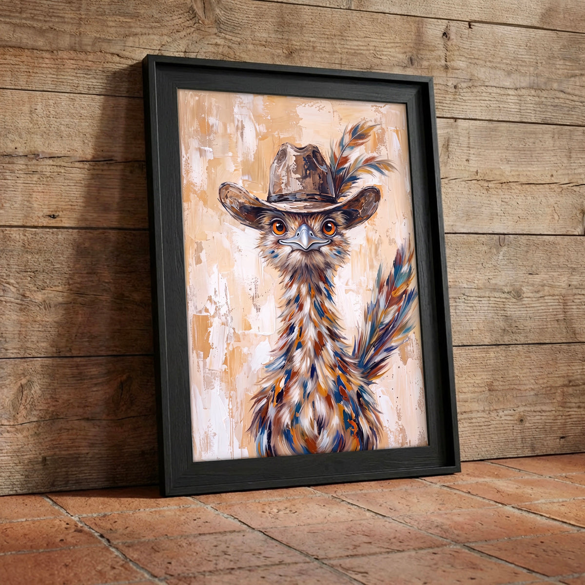Whimsical Western Roadrunner in Cowboy Hat: Old West Desert Art Print