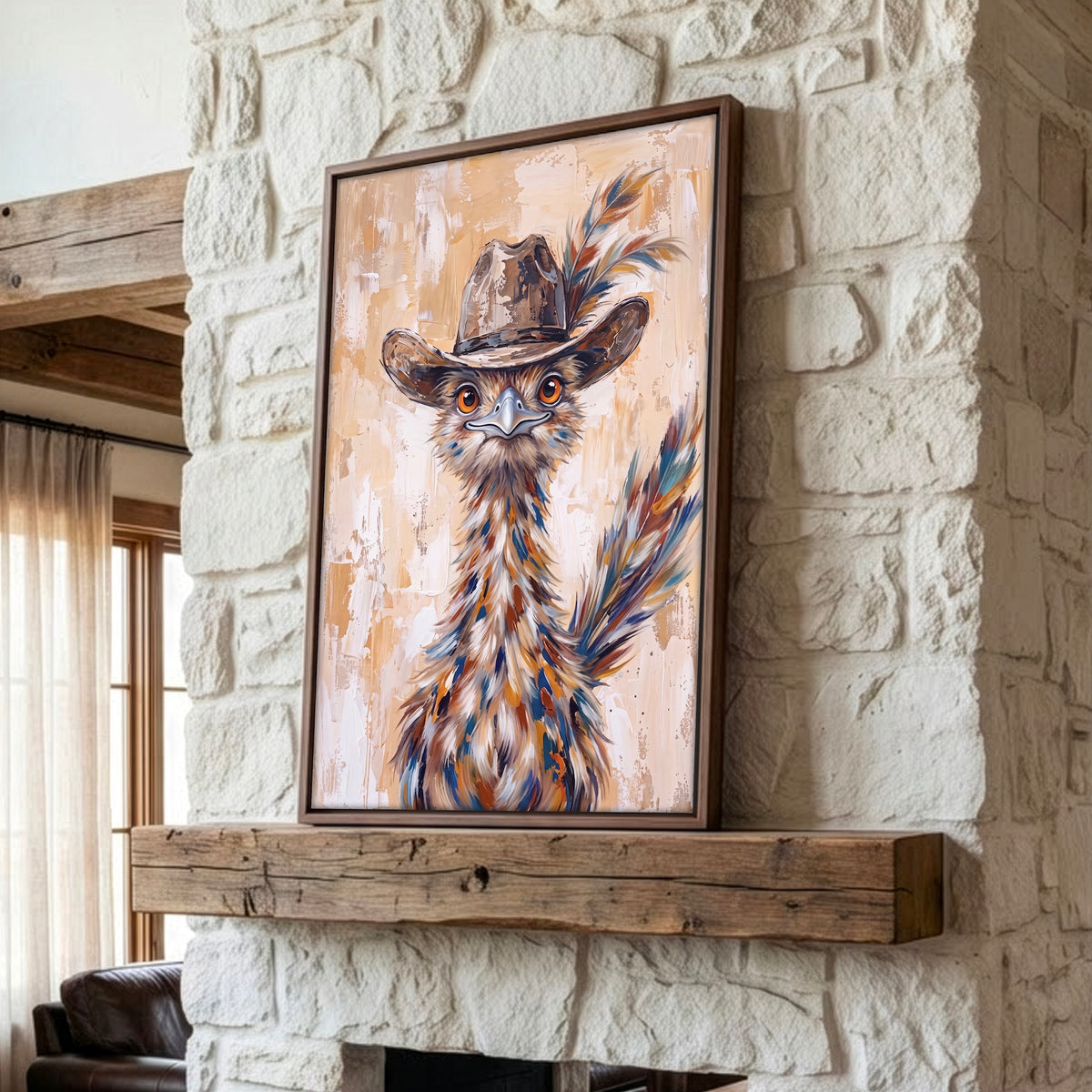 Whimsical Western Roadrunner in Cowboy Hat: Old West Desert Art Print
