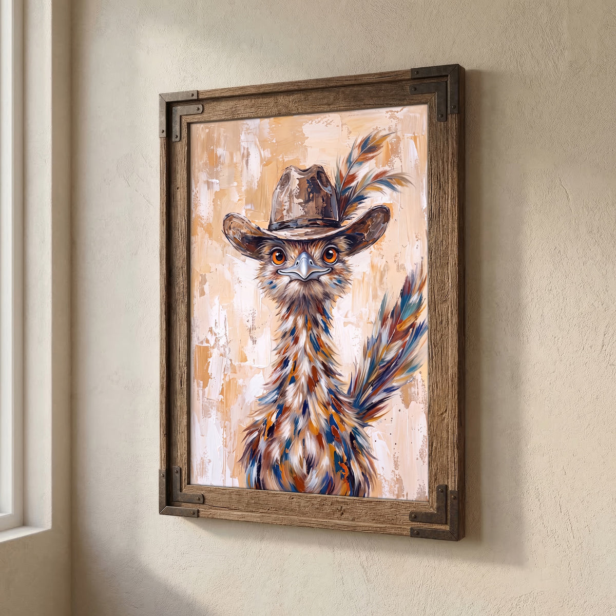 Whimsical Western Roadrunner in Cowboy Hat: Old West Desert Art Print