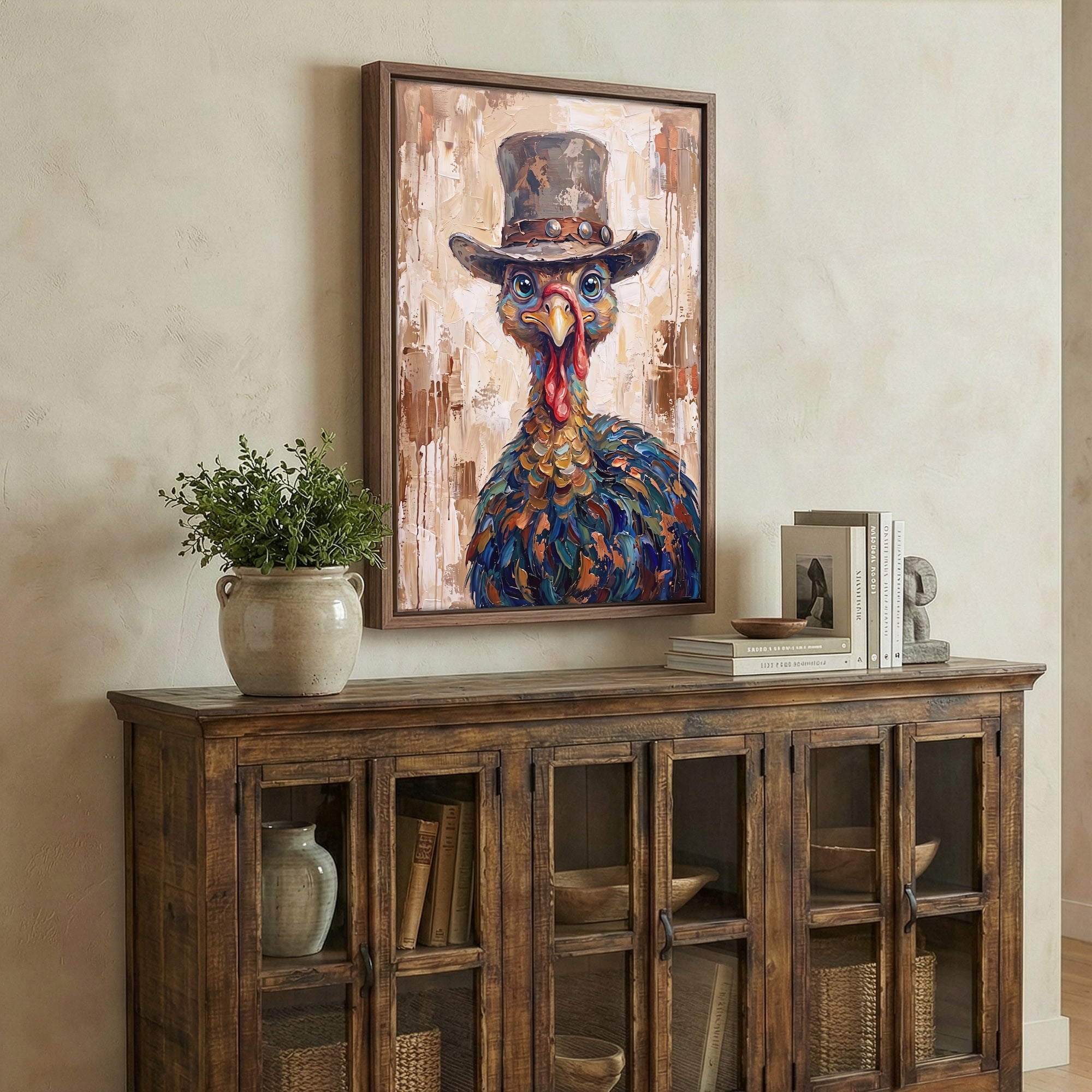 Whimsical Western Turkey: Colorful Autumn Thanksgiving Seasonal Wildlife Art Print