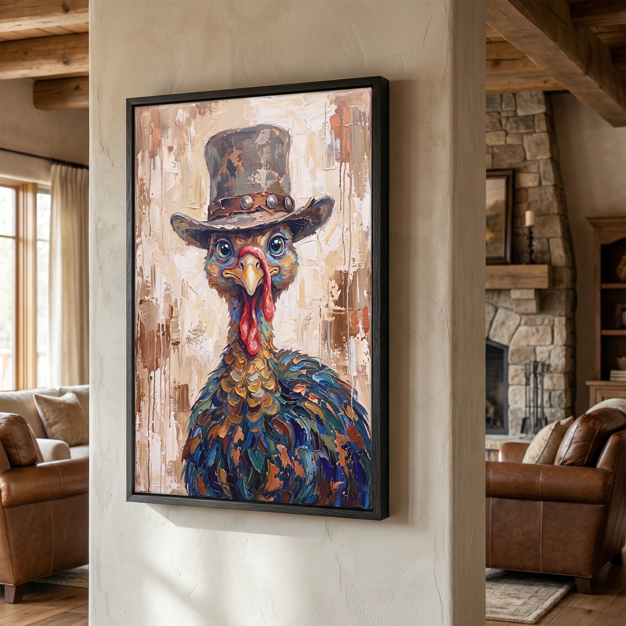 Whimsical Western Turkey: Colorful Autumn Thanksgiving Seasonal Wildlife Art Print
