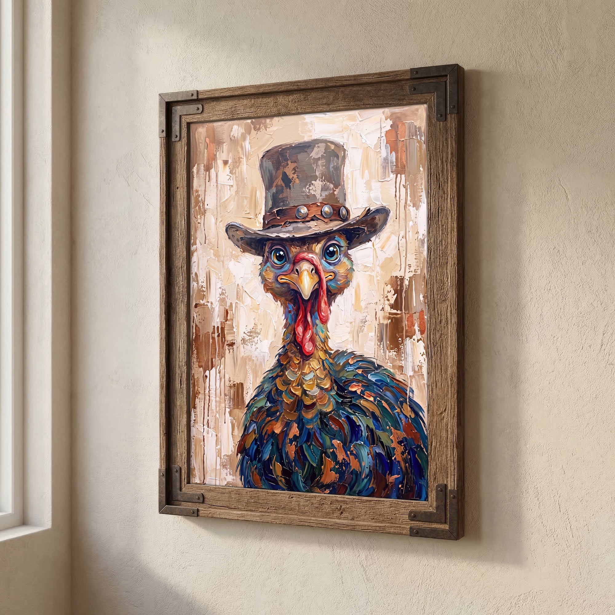 Whimsical Western Turkey: Colorful Autumn Thanksgiving Seasonal Wildlife Art Print
