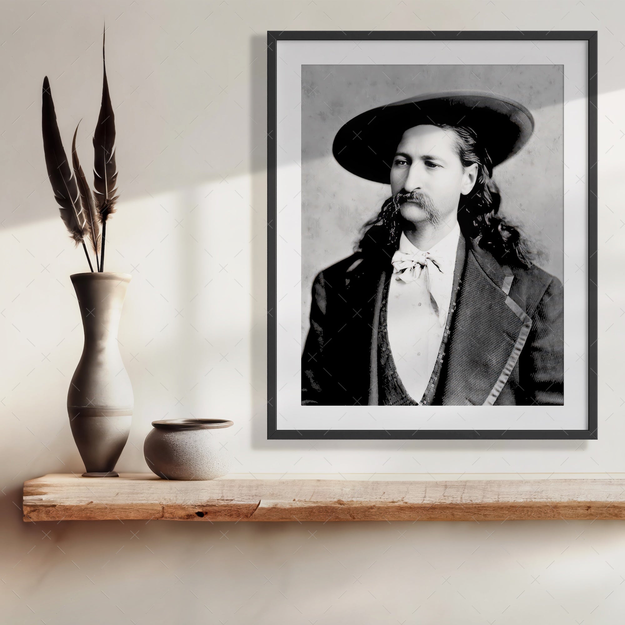 Wild Bill Hickok Portrait: Vintage Old West Black & White Frontiersman Photograph (Art Print)