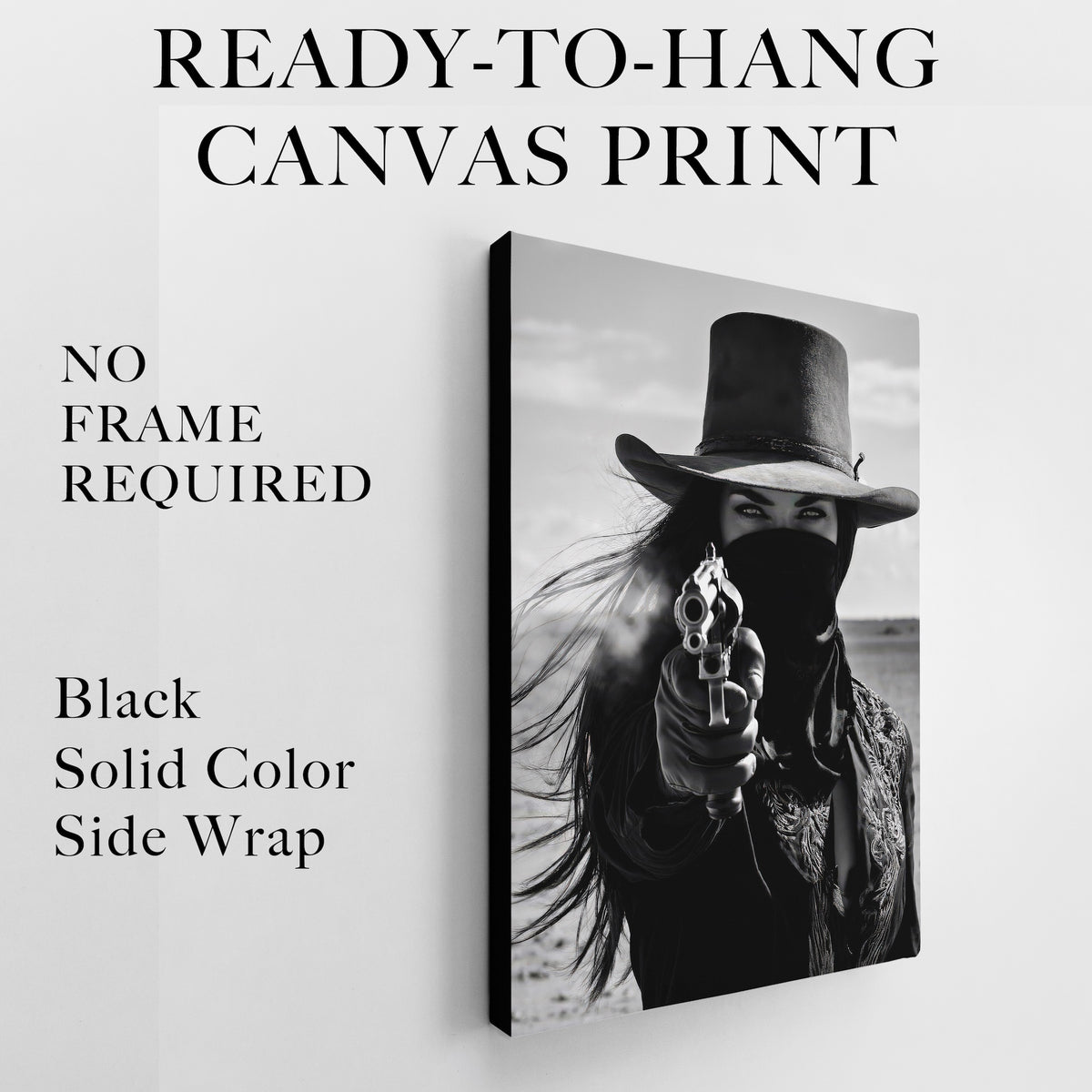 Six Shooter Cowgirl: Black & White Western Photo Art Print