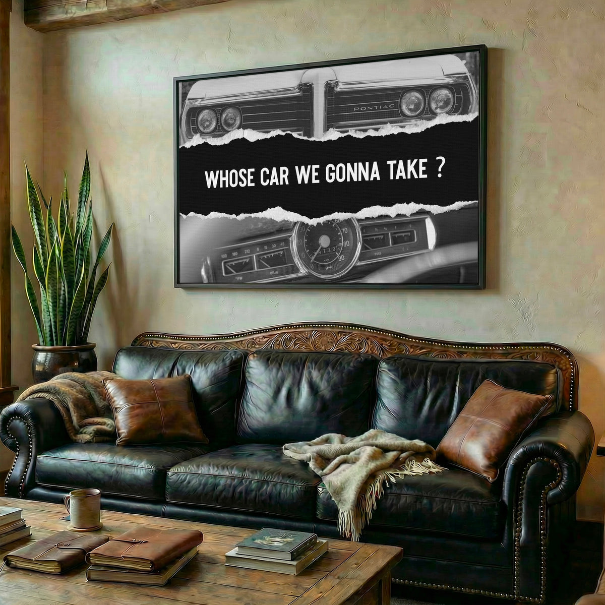 The Town Movie Quote: Whose Car We Gonna Take - Retro Black & White Photo Art Print