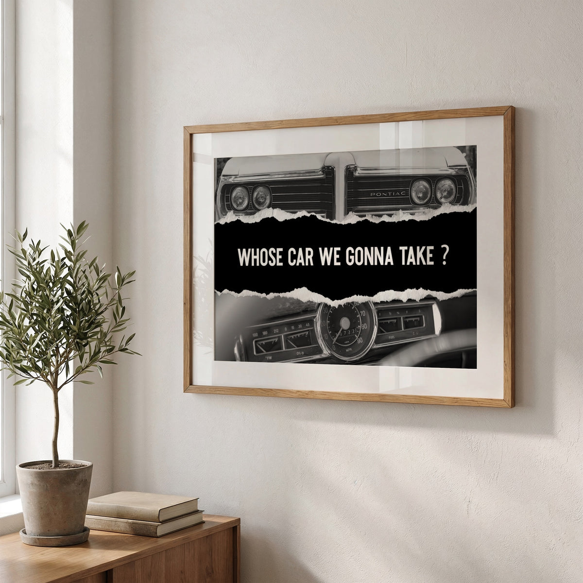 The Town Movie Quote: Whose Car We Gonna Take - Retro Black & White Photo Art Print