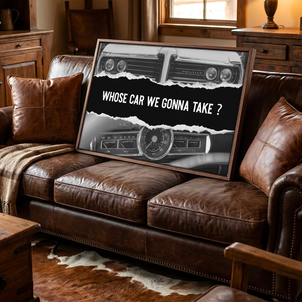 The Town Movie Quote: Whose Car We Gonna Take - Retro Black & White Photo Art Print