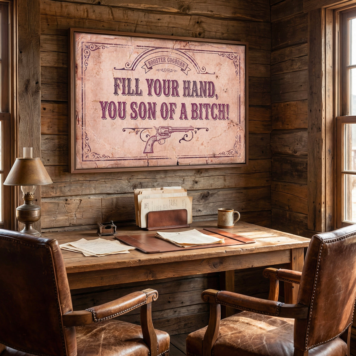 True Grit Movie Rooster Cogburn Quote: Fill Your Hand You Son of a Bitch - Vintage Rustic Old West Art Print