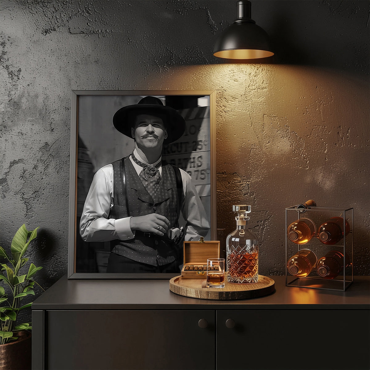 Val Kilmer as Doc Holliday in Tombstone Movie: Black & White Photo Art Print