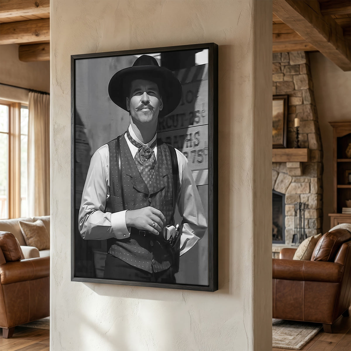 Val Kilmer as Doc Holliday in Tombstone Movie: Black & White Photo Art Print