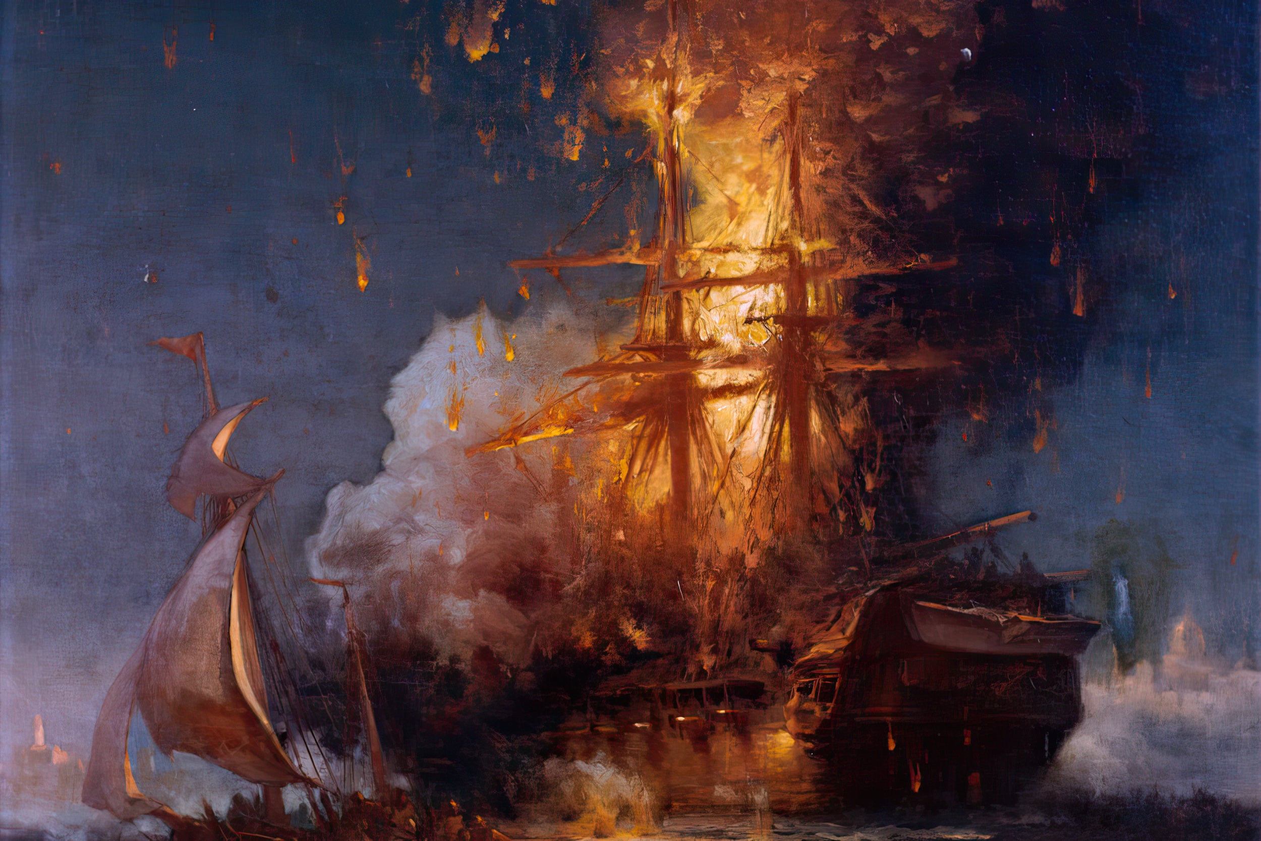 Burning of the Frigate Philadelphia in the Harbor of Tripoli, February 16, 1804 (Painting)