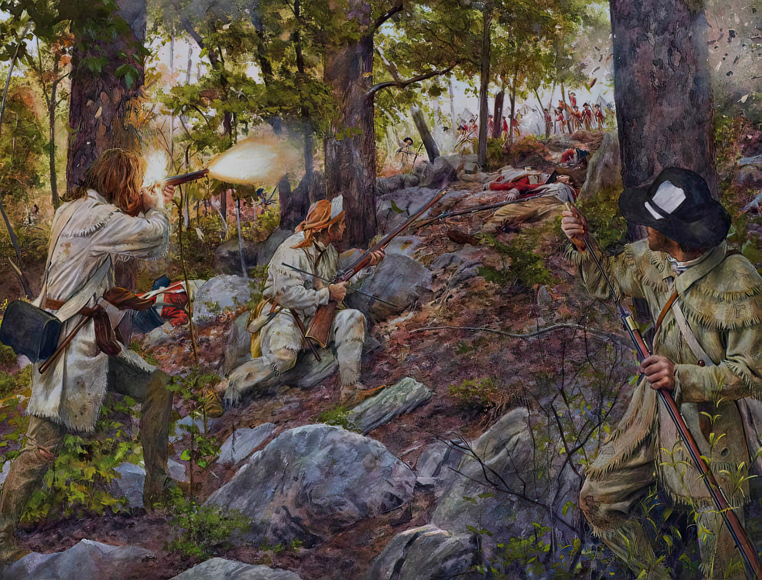 The Battle of King's Mountain - Painting depicting the American Revolutionary War battle