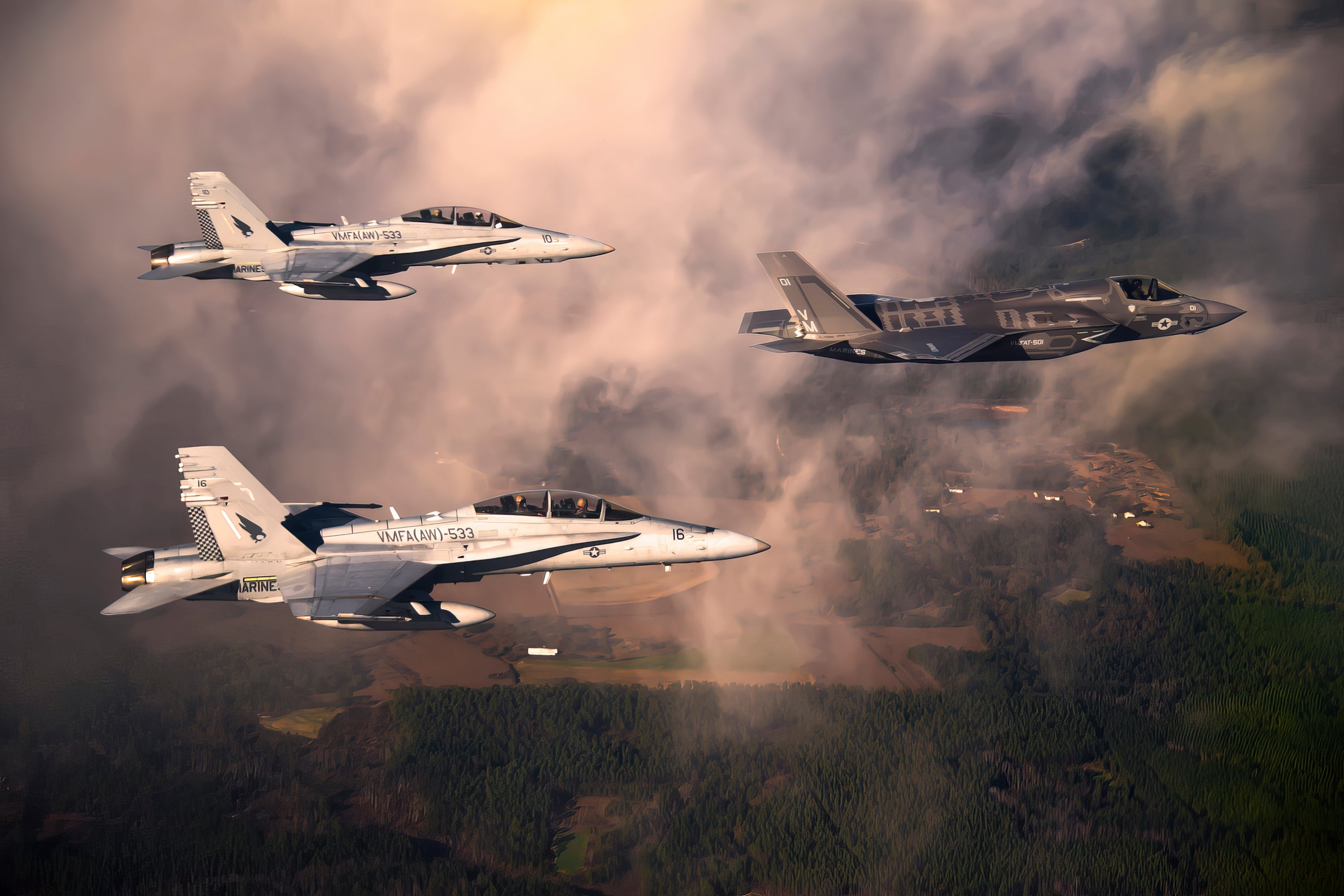Homeward Bound / F-35B Lightning II & F-18 Hornets (Photography)