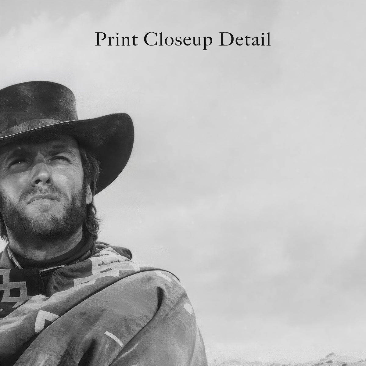 Clint Eastwood on Horseback in For A Few Dollars More Movie: Classic Spaghetti Western Film - Vintage Black & White Photo Art Print