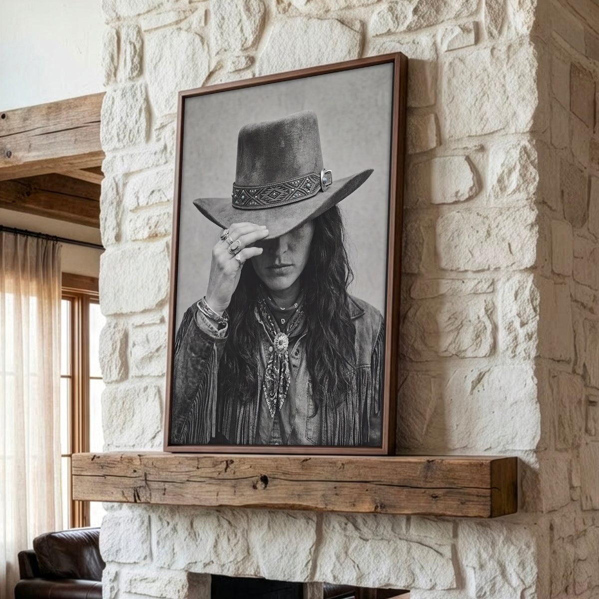 Cowgirl Tipping Her Hat: Maverick Western Woman - Moody Vintage Photo Art Print