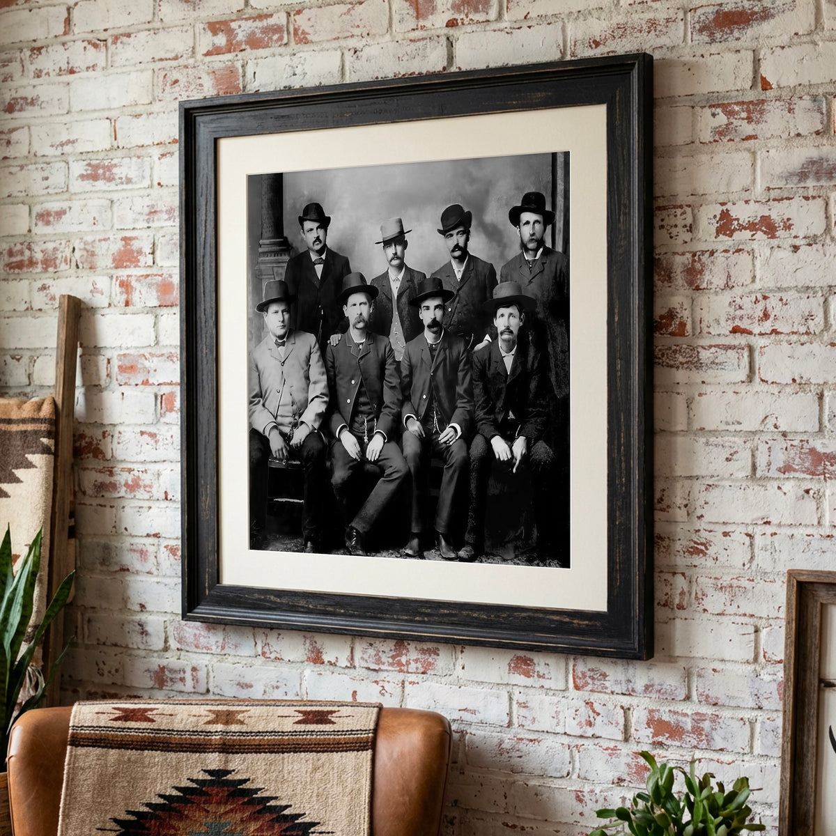 Dodge City Peace Commission: Wyatt Earp, Bat Masterson, Luke Short, Charlie Bassett - Vintage Old West Black & White Photo Art Print
