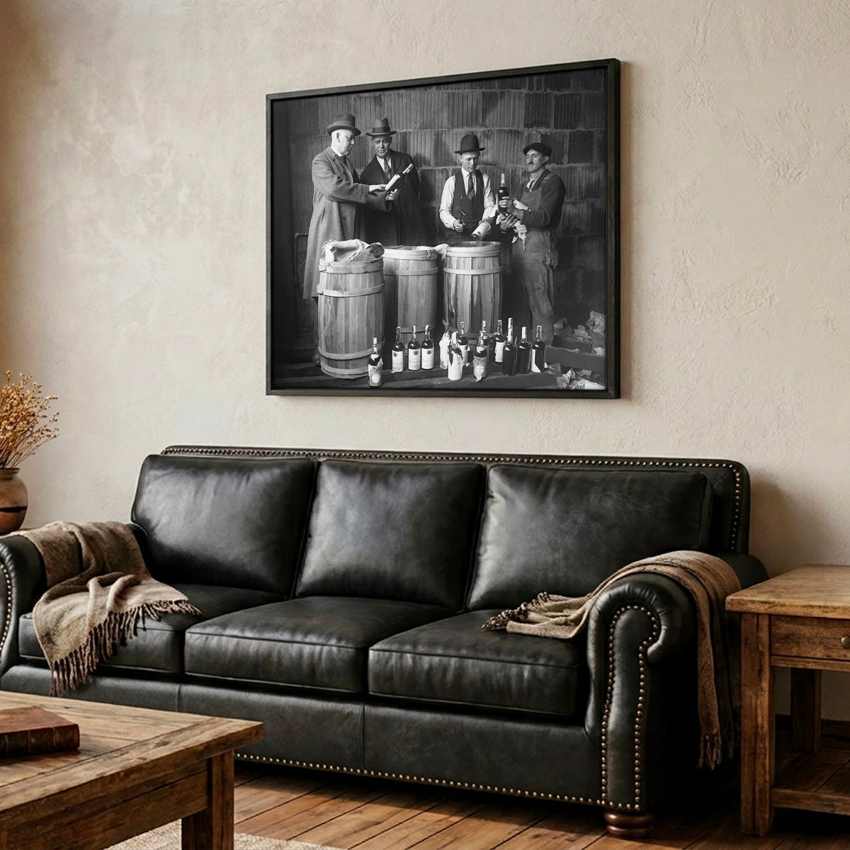 Prohibition: Seized Liquor - Vintage 1925 Black & White Photo Art Print