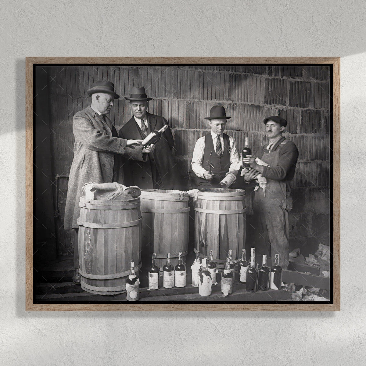 Prohibition: Seized Liquor - Vintage 1925 Black & White Photo Art Print