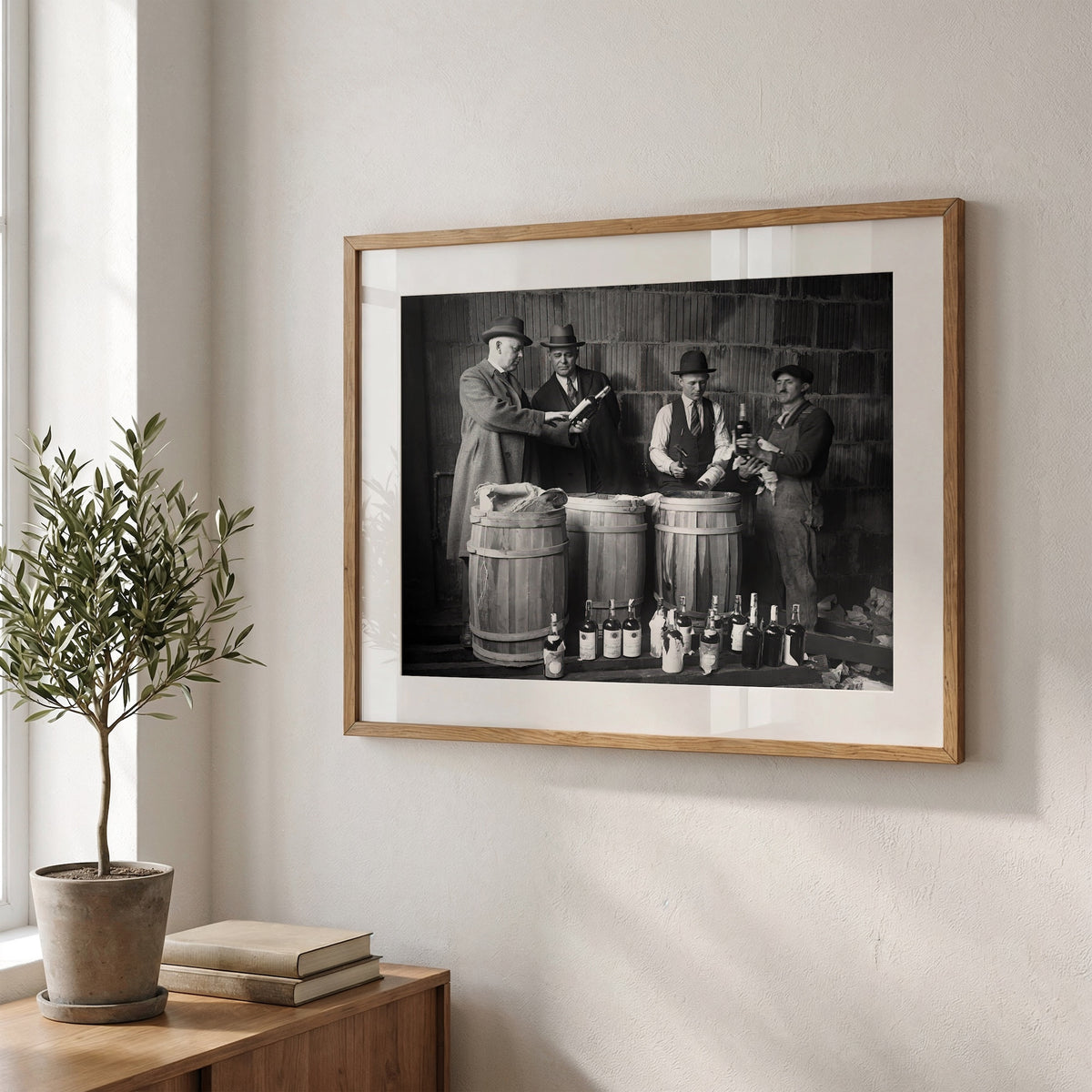 Prohibition: Seized Liquor - Vintage 1925 Black & White Photo Art Print