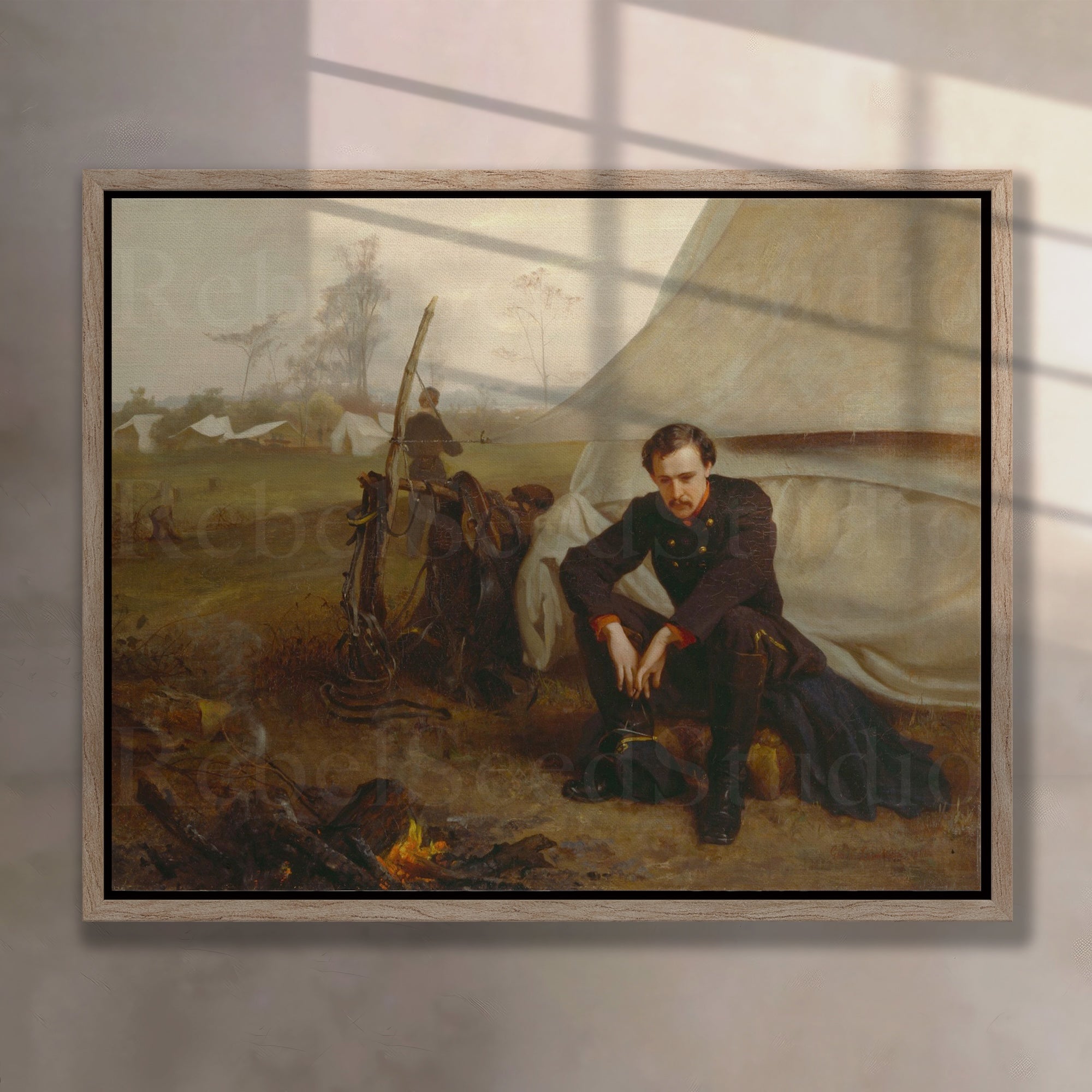 At the Front: Restored Civil War Soldier Painting Reproduction (Ready-to-Hang Canvas Wall Art Print)