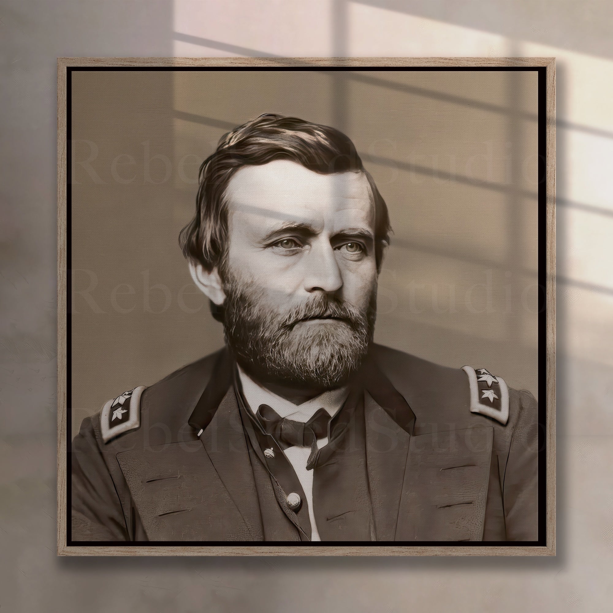 Ulysses S. Grant Portrait: Vintage Sepia Tone Civil War Era Photograph (Ready-to-Hang Canvas Wall Art Print)