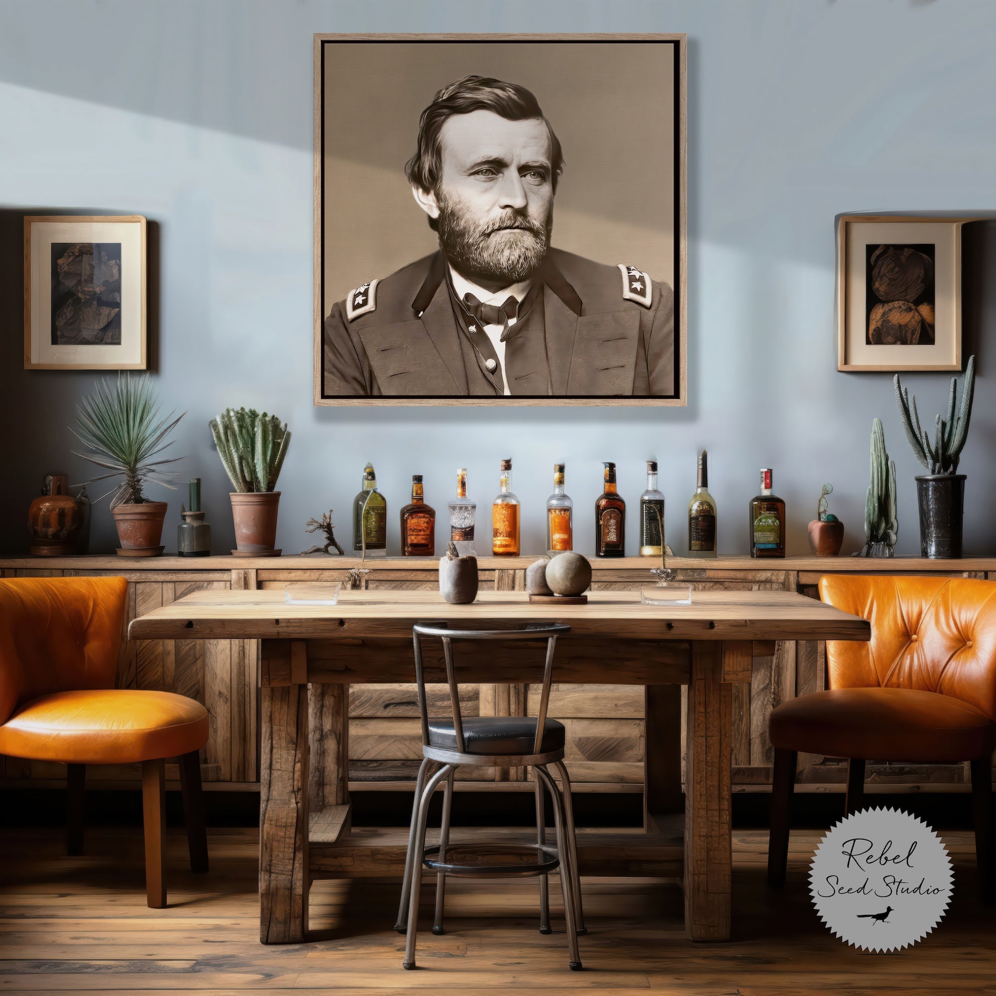 Ulysses S. Grant Portrait: Vintage Sepia Tone Civil War Era Photograph (Ready-to-Hang Canvas Wall Art Print)