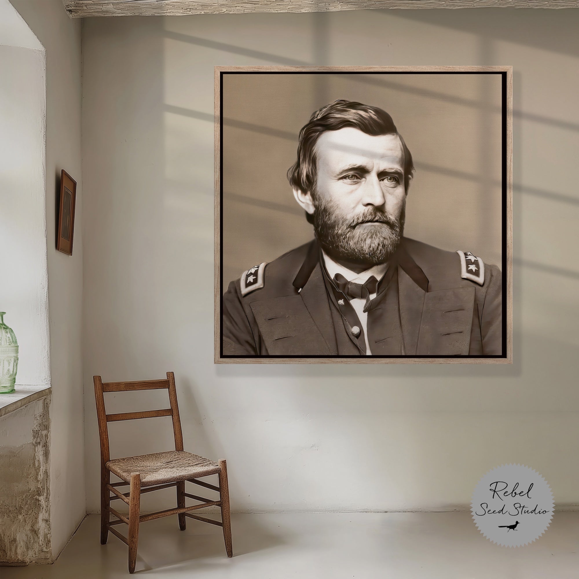 Ulysses S. Grant Portrait: Vintage Sepia Tone Civil War Era Photograph (Ready-to-Hang Canvas Wall Art Print)