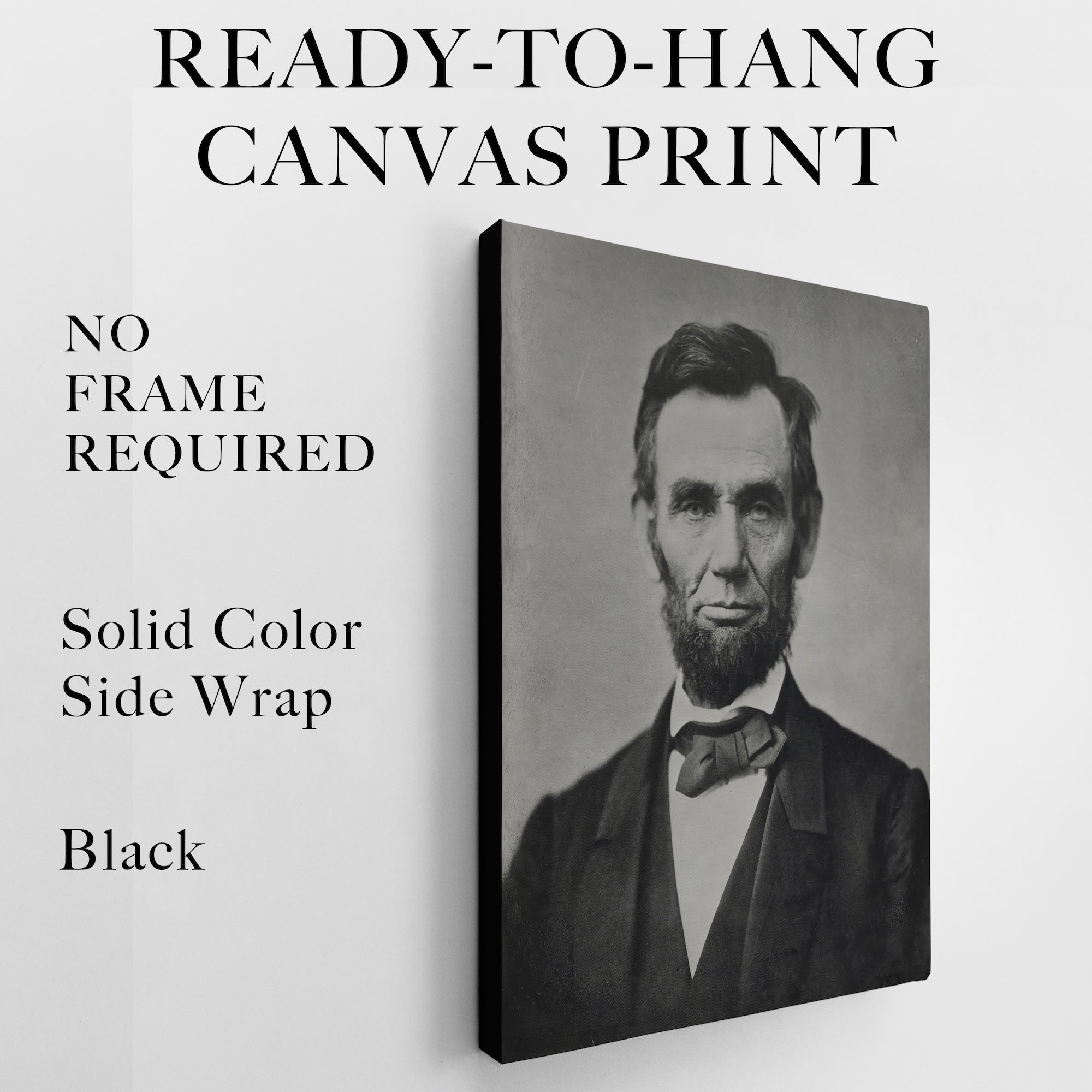 Abraham Lincoln: Restored Vintage Black & White Photograph and Right Makes Might Quote Bundle (Ready to Hang Canvas Wall Art Print Set)