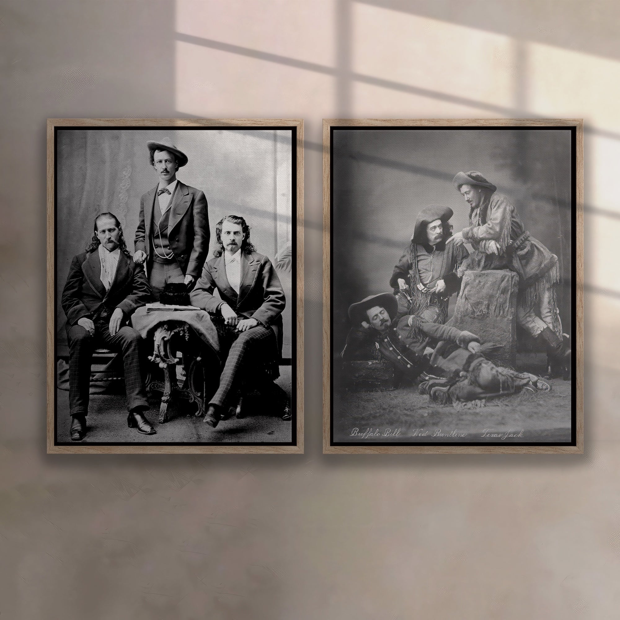 Scouts of the Plains & Prairie Bundle: Vintage Old West Black & White Photographs - Wild Bill Hickok, Buffalo Bill Cody, Texas Jack Omohundro, Ned Buntline (Ready-to-Hang Canvas Wall Art Prints)