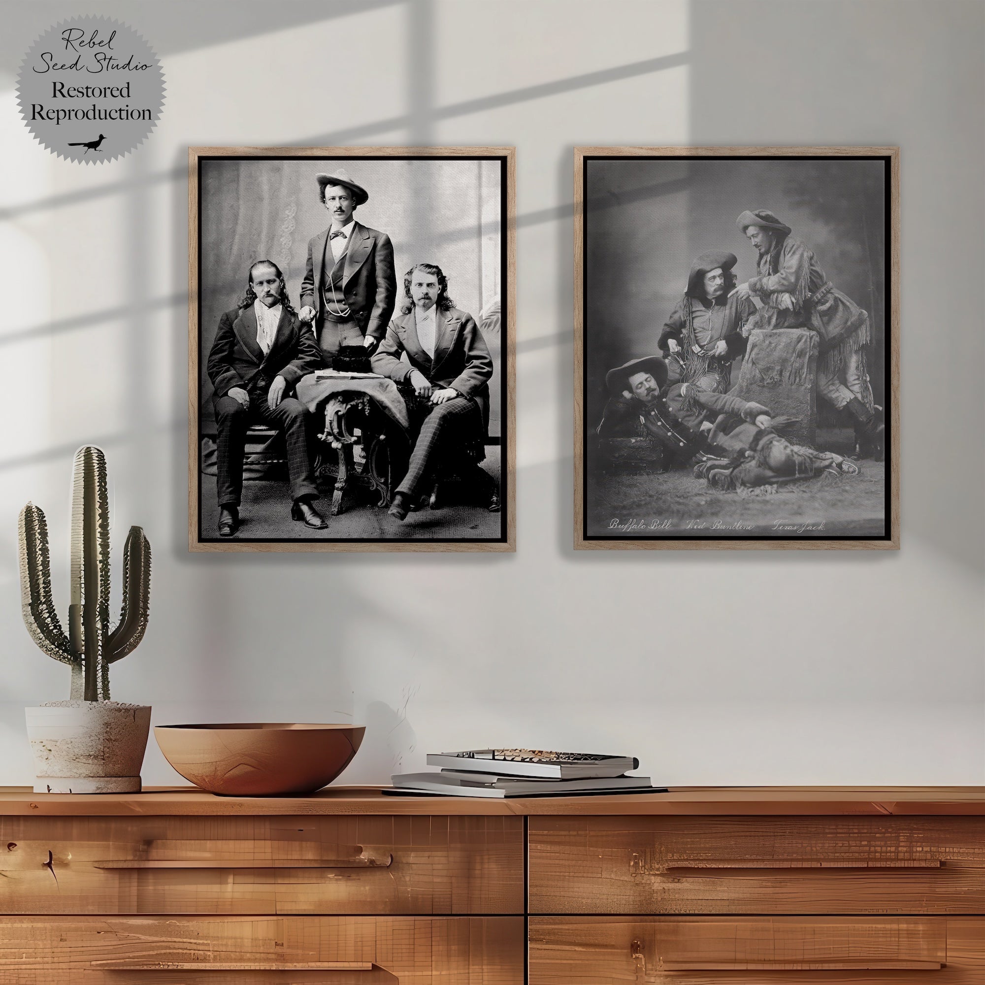 Scouts of the Plains & Prairie Bundle: Vintage Old West Black & White Photographs - Wild Bill Hickok, Buffalo Bill Cody, Texas Jack Omohundro, Ned Buntline (Ready-to-Hang Canvas Wall Art Prints)