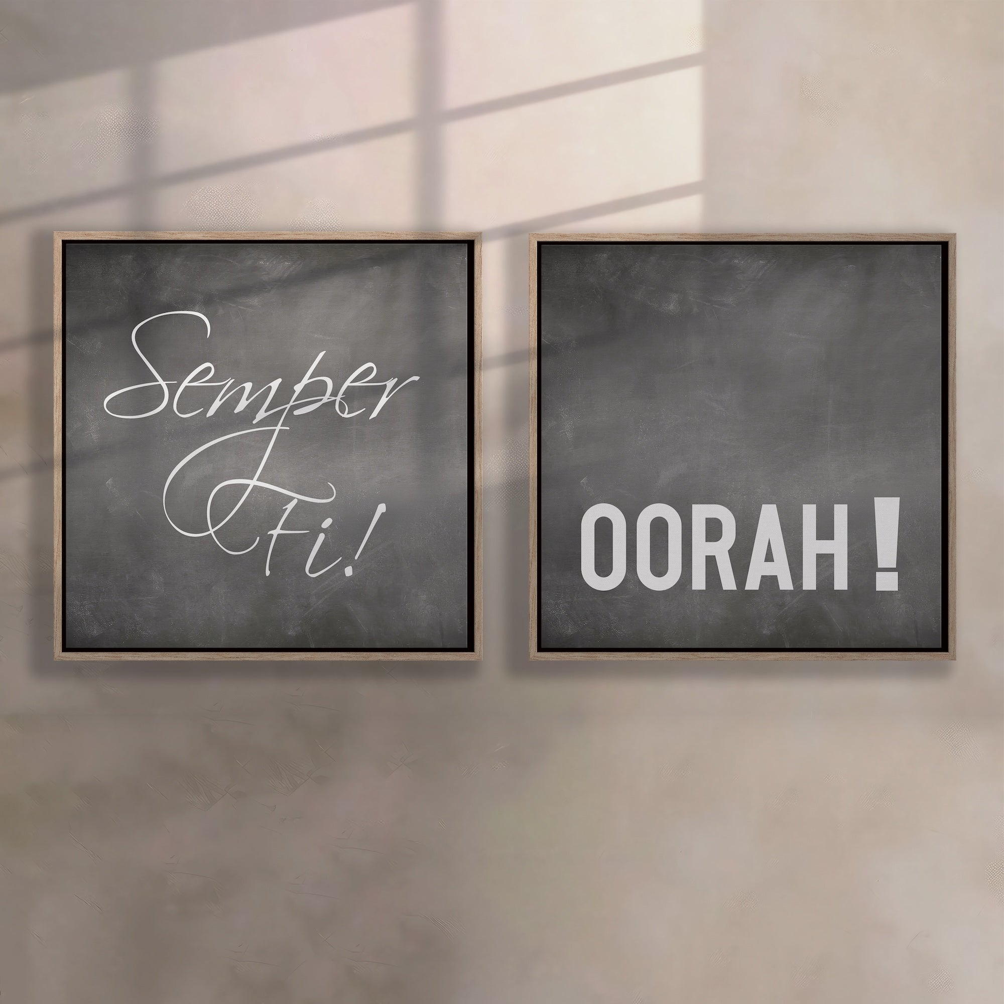 Semper Fi & Oorah: Marine Corps Word Art Bundle (Ready-to-Hang Canvas Wall Art Print Set)